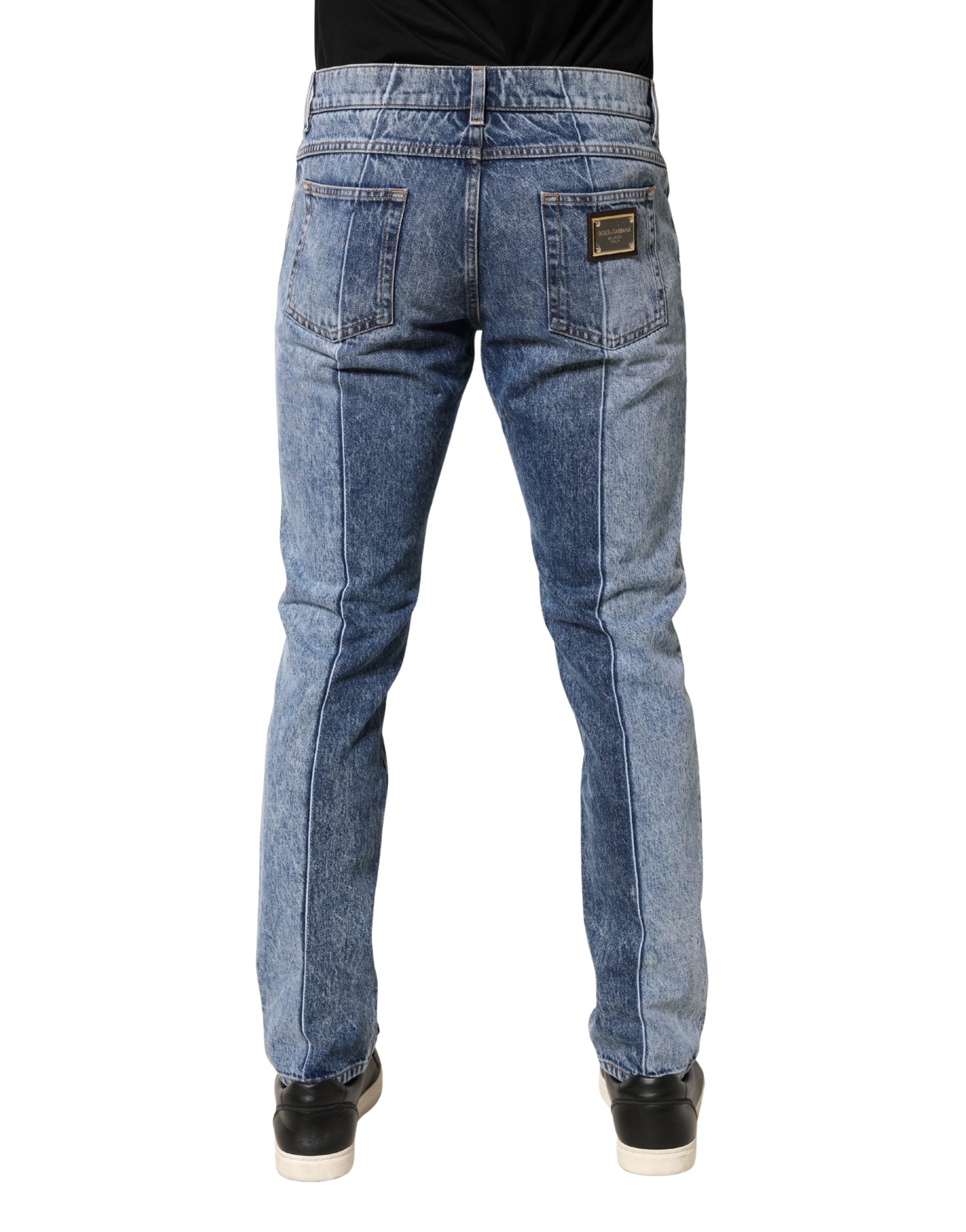 Dolce & Gabbana Two Tone Blue Cotton Regular Men Denim Men's Jeans