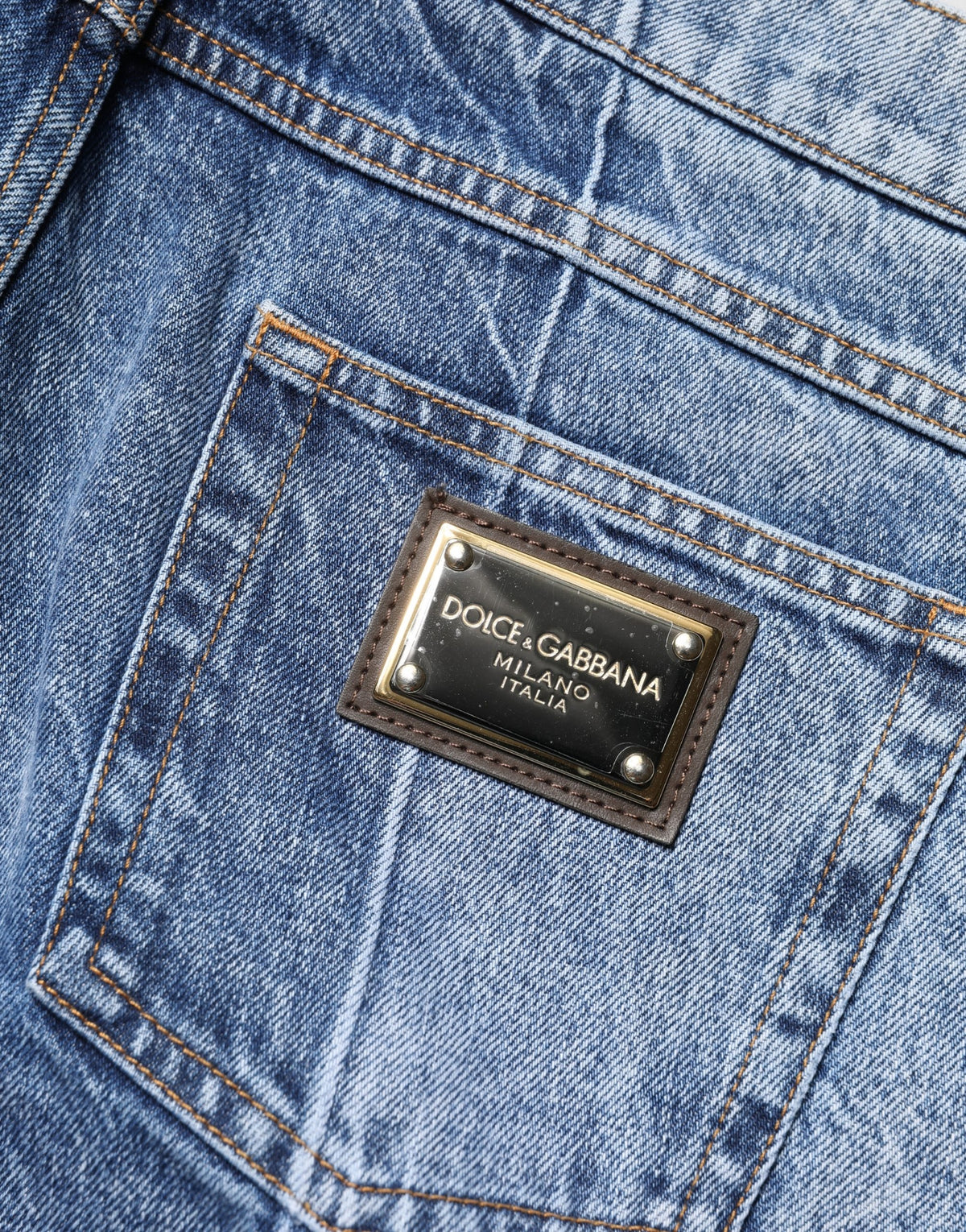 Dolce & Gabbana Two Tone Blue Cotton Regular Men Denim Men's Jeans