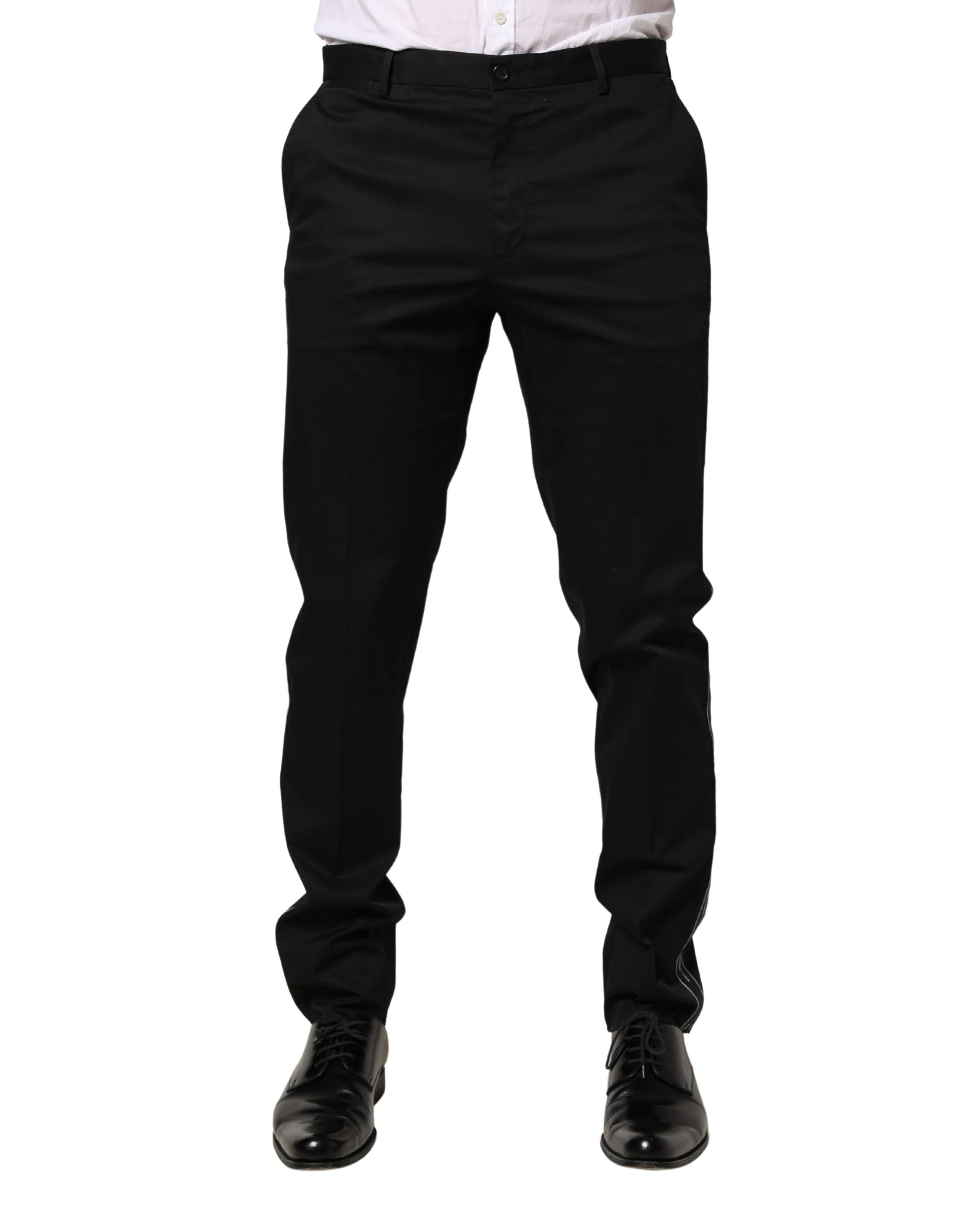 Dolce & Gabbana Black Cotton Skinny Men Dress Trouser Men's Pants