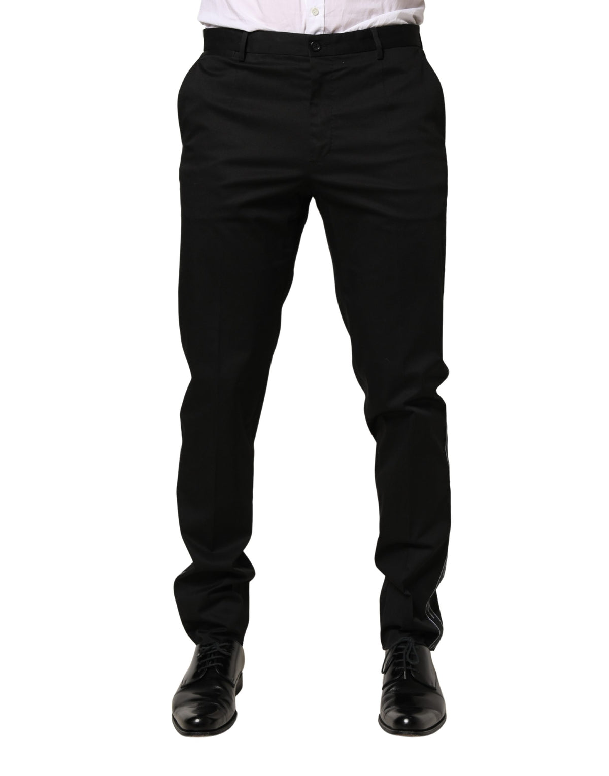 Dolce & Gabbana Black Cotton Skinny Men Dress Trouser Men's Pants