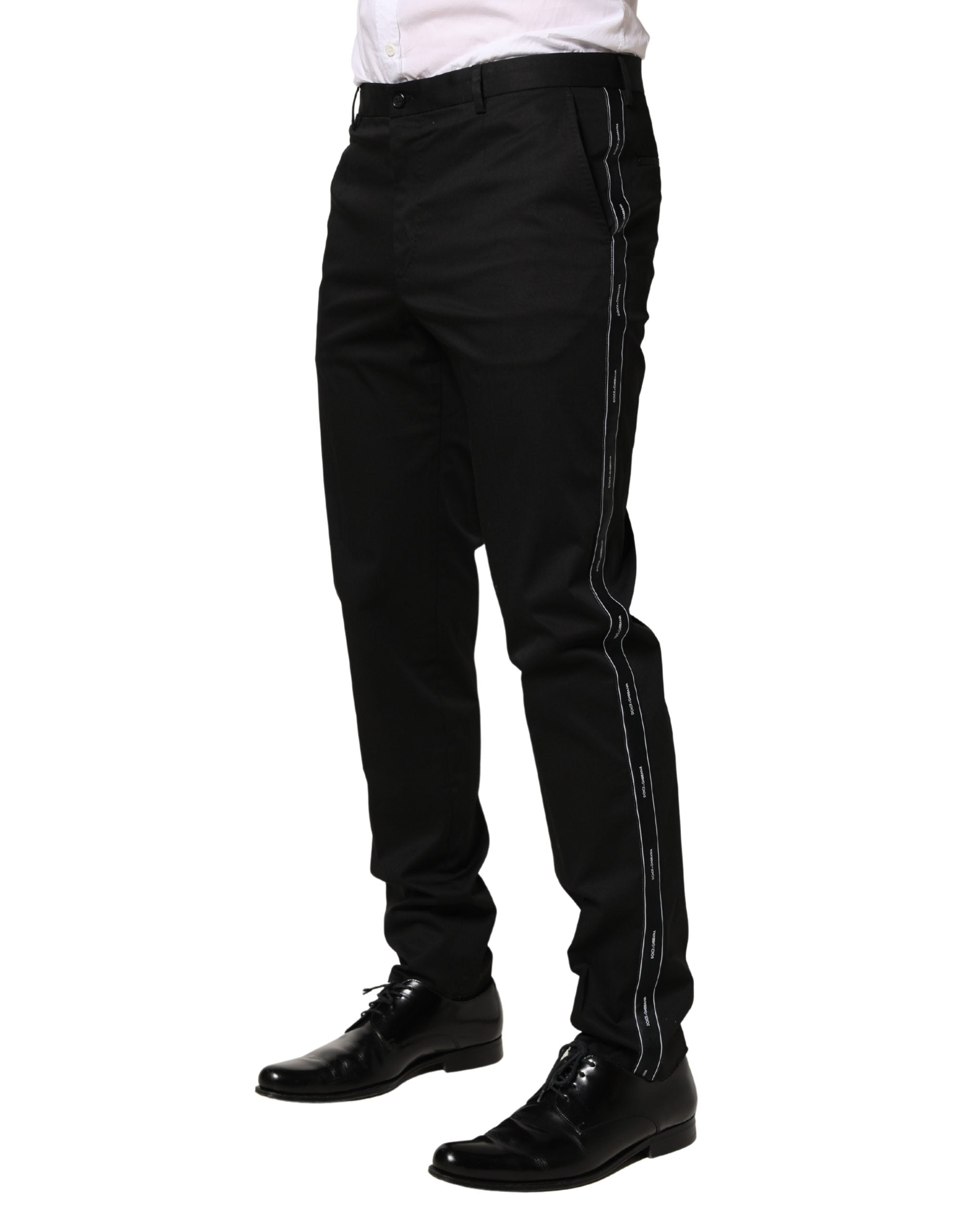 Dolce & Gabbana Black Cotton Skinny Men Dress Trouser Men's Pants