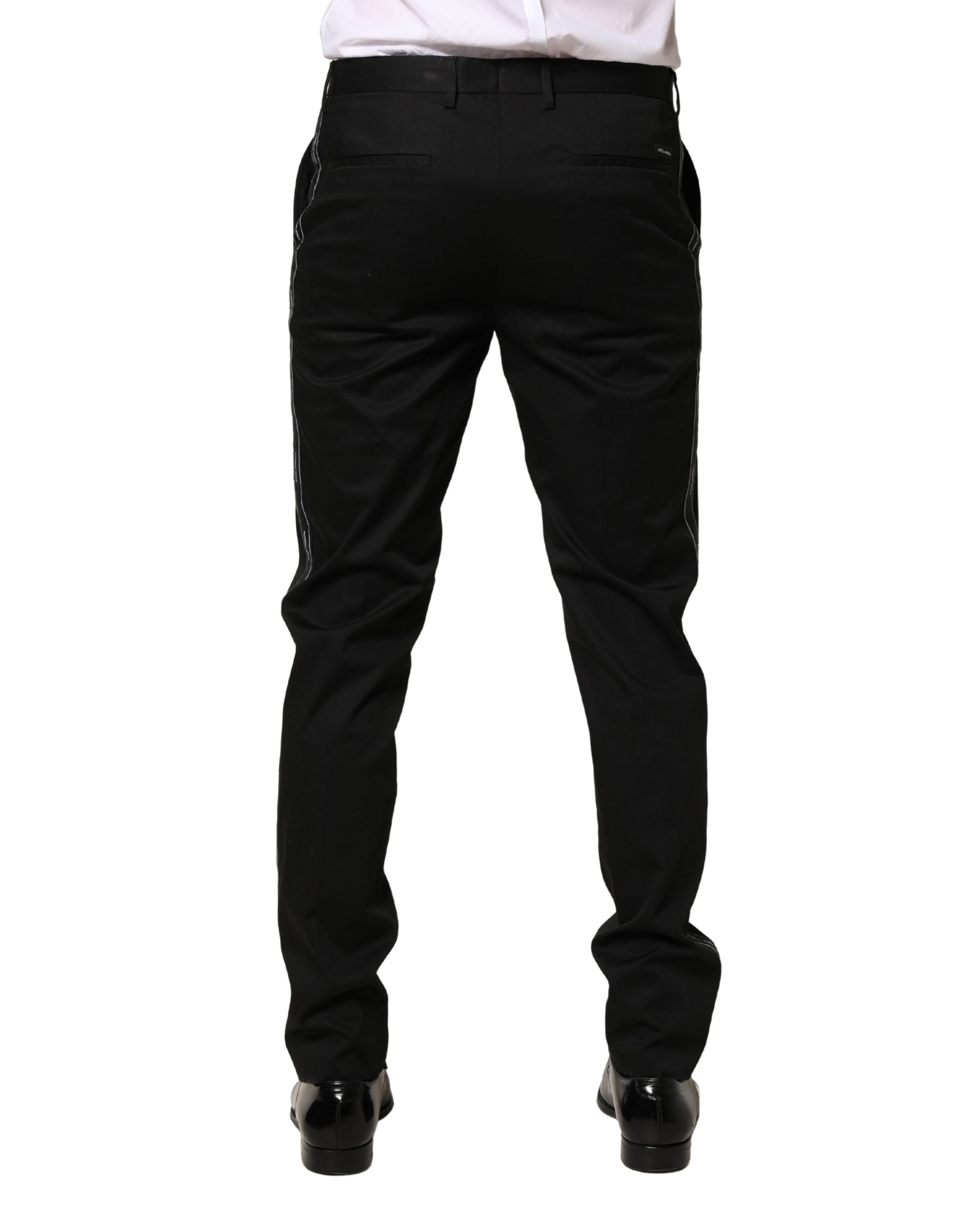 Dolce & Gabbana Black Cotton Skinny Men Dress Trouser Men's Pants