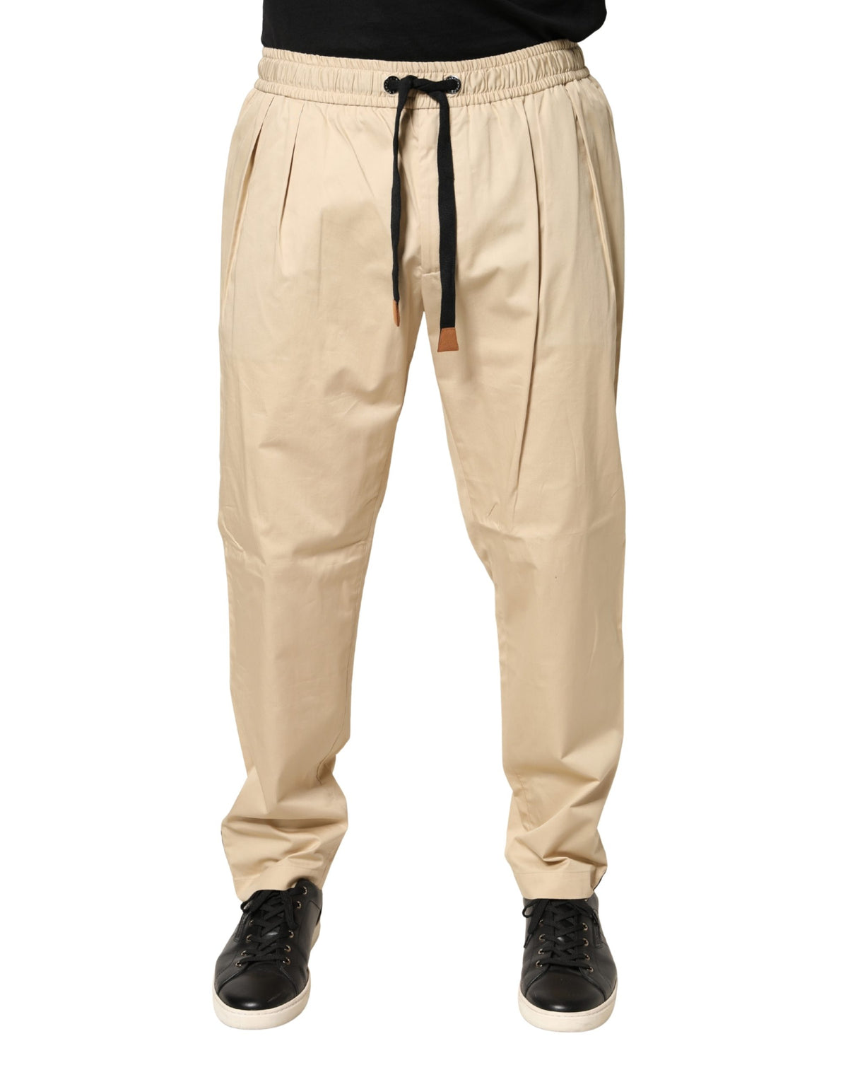 Dolce & Gabbana Beige Cotton Skinny Men Jogger Trouser Men's Pants (Pre-Owned)