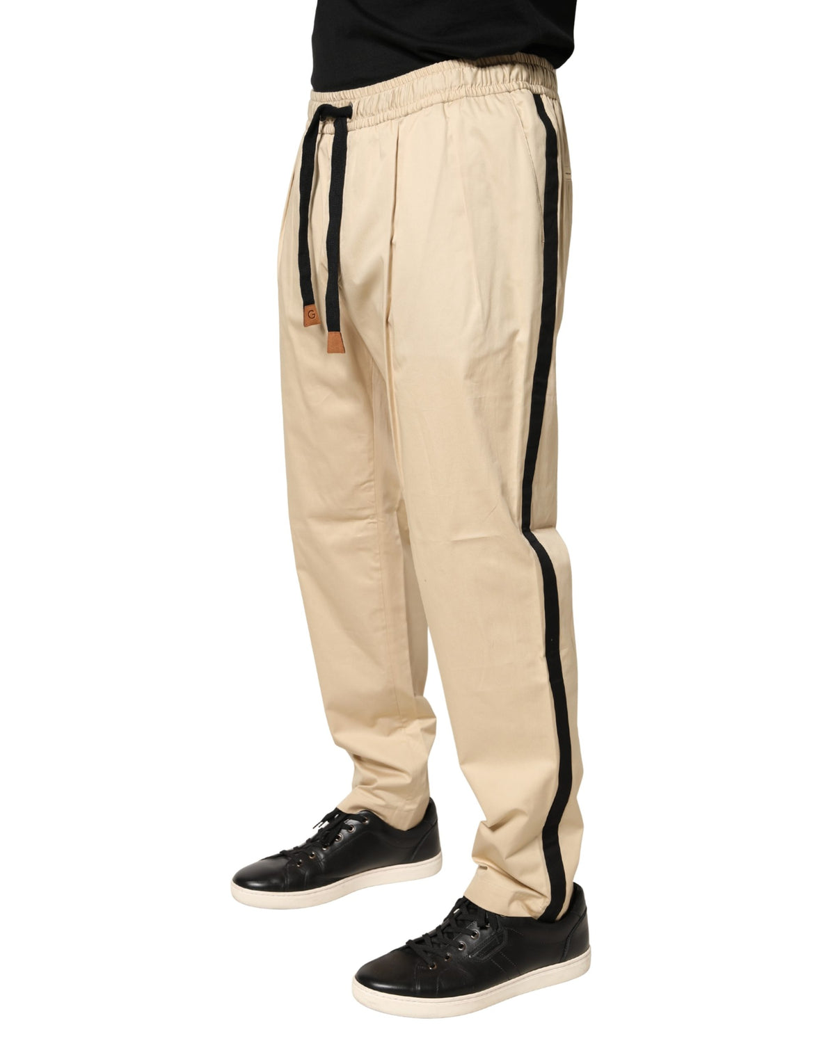 Dolce & Gabbana Beige Cotton Skinny Men Jogger Trouser Men's Pants (Pre-Owned)