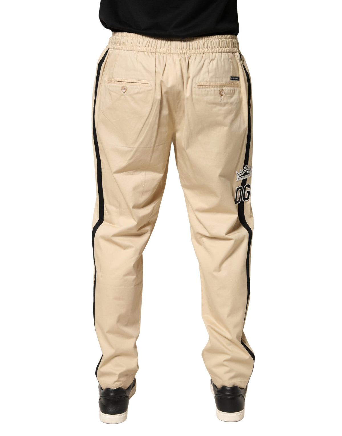 Dolce & Gabbana Beige Cotton Skinny Men Jogger Trouser Men's Pants (Pre-Owned)