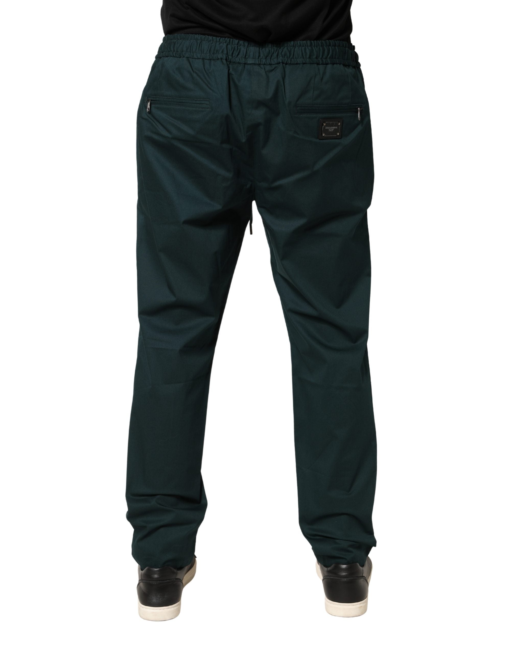 Dolce & Gabbana Green Cotton Skinny Men Jogger Trouser Men's Pants