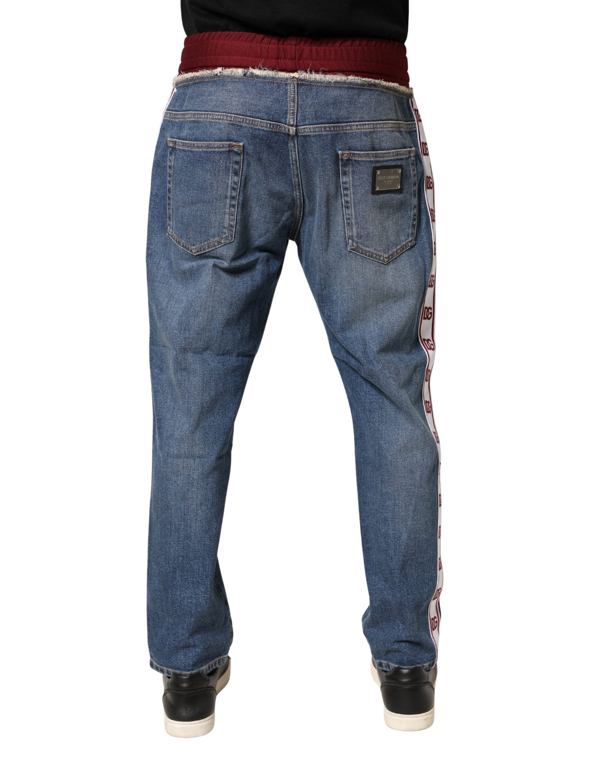 Dolce & Gabbana Blue Cotton Drawstring Straight Denim Men's Jeans
