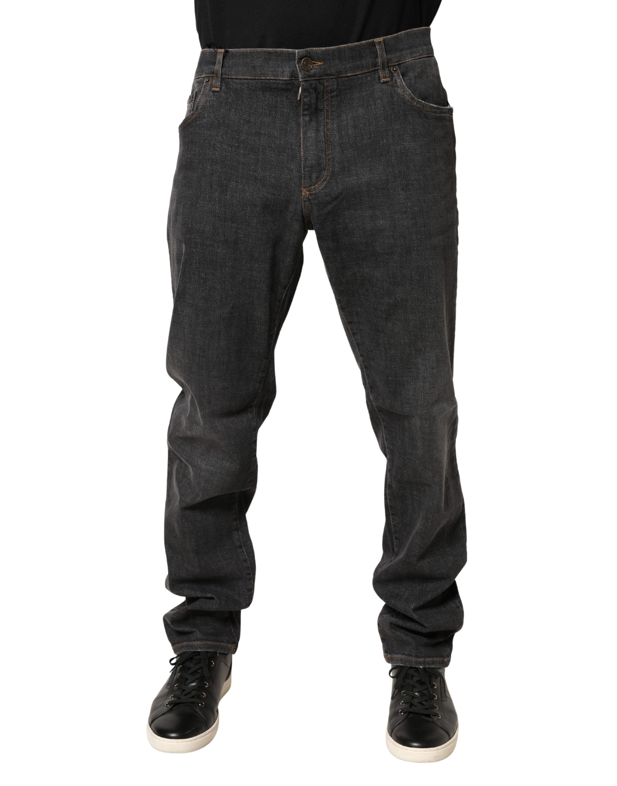 Dolce & Gabbana Dark Gray Slim Fit Cotton Men Denim Men's Jeans
