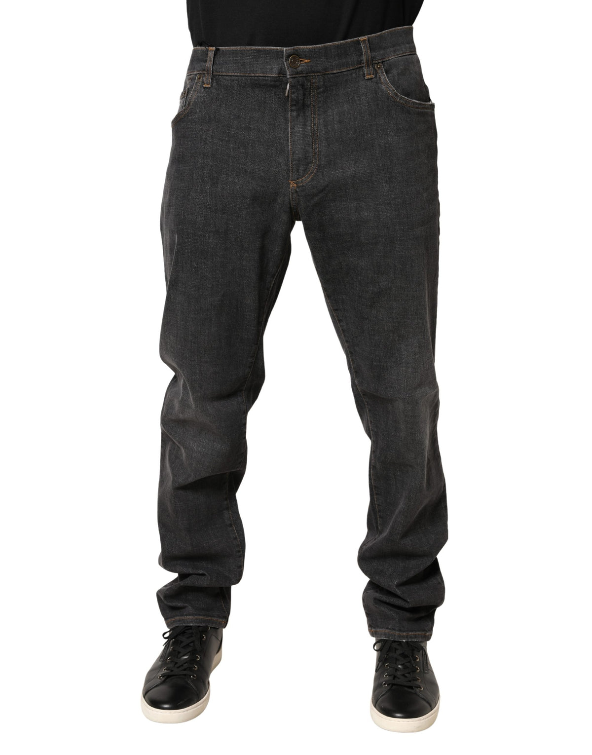 Dolce & Gabbana Dark Gray Slim Fit Cotton Men Denim Men's Jeans