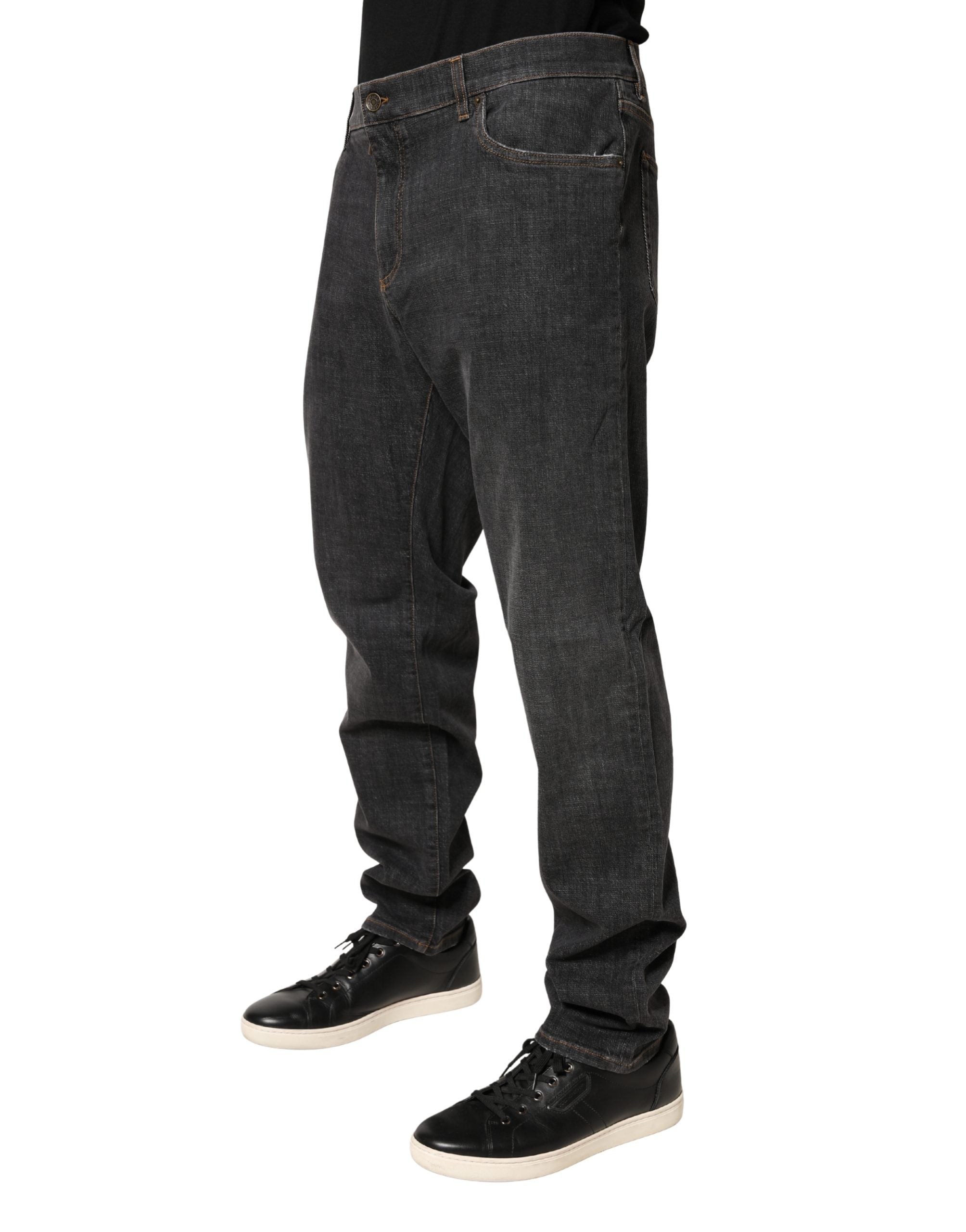 Dolce & Gabbana Dark Gray Slim Fit Cotton Men Denim Men's Jeans