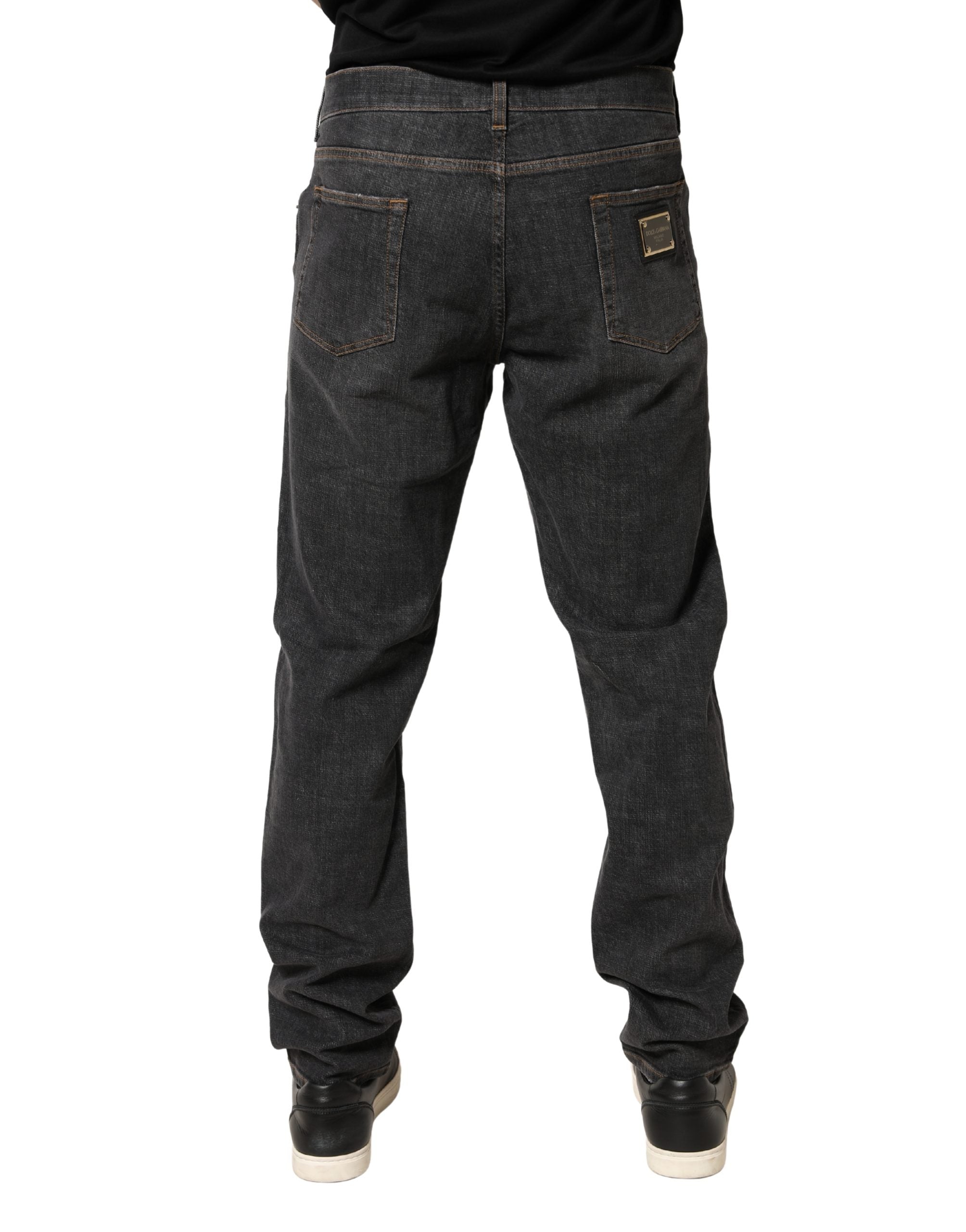 Dolce & Gabbana Dark Gray Slim Fit Cotton Men Denim Men's Jeans