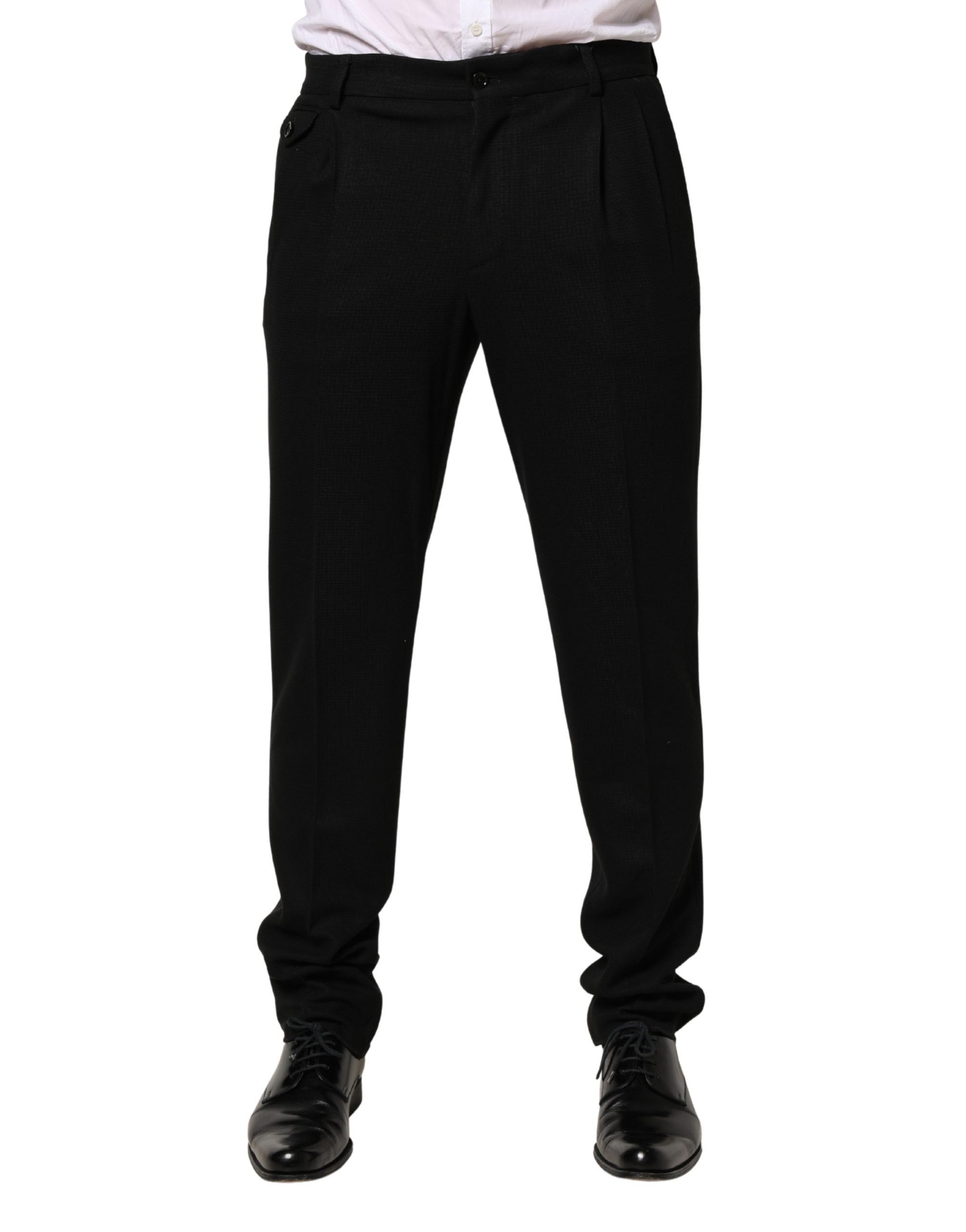 Dolce & Gabbana Black Wool Skinny Men Dress Trouser Men's Pants