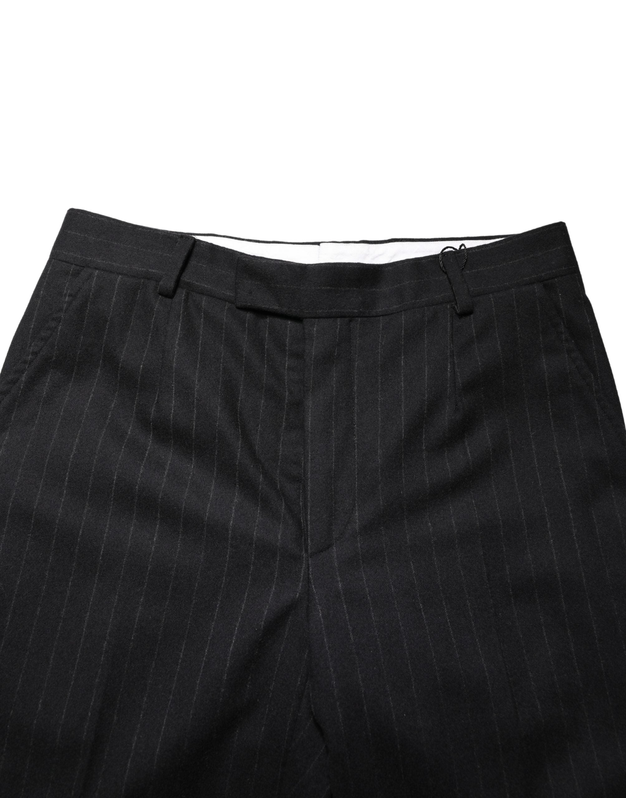 Dolce & Gabbana Black Stripes Wool Dress Formal Trouser Men's Pants