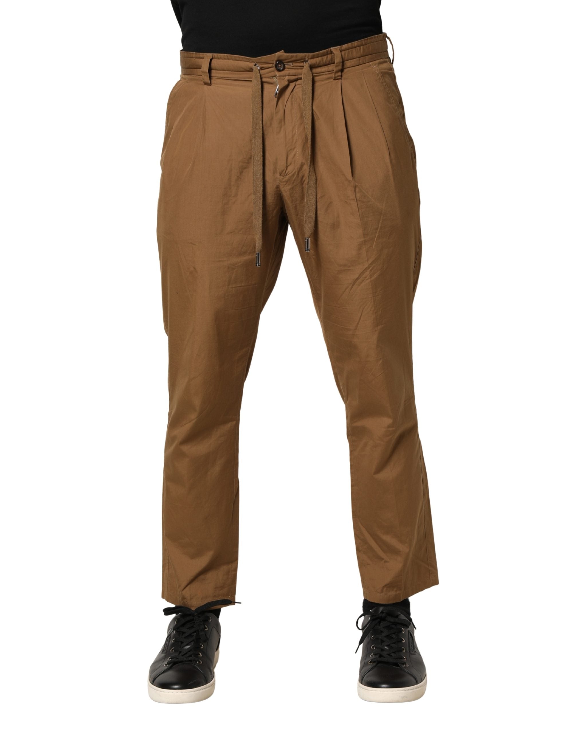 Dolce & Gabbana Brown Cotton Straight Chino Men Trouser Men's Pants (Pre-Owned)