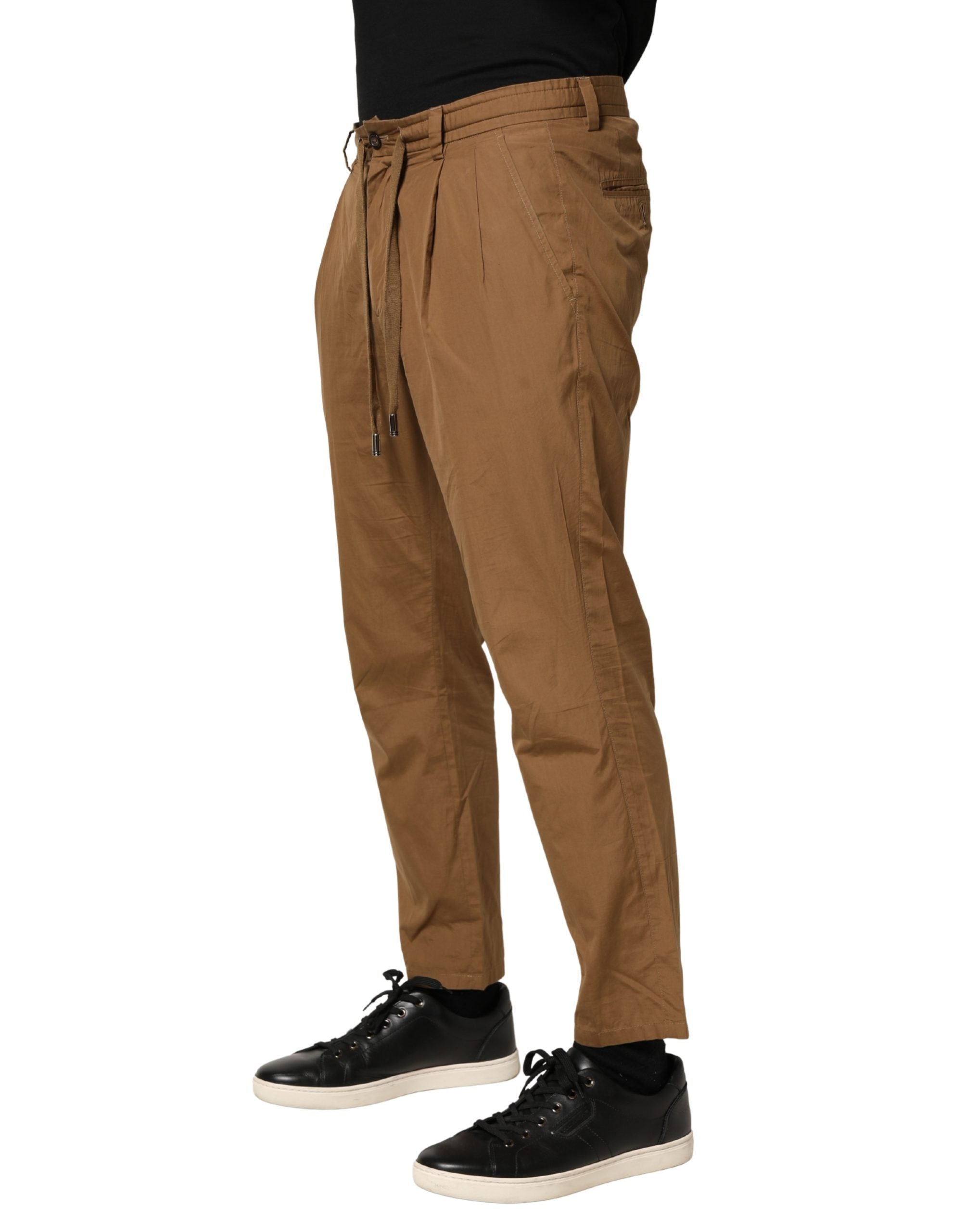 Dolce & Gabbana Brown Cotton Straight Chino Men Trouser Men's Pants (Pre-Owned)