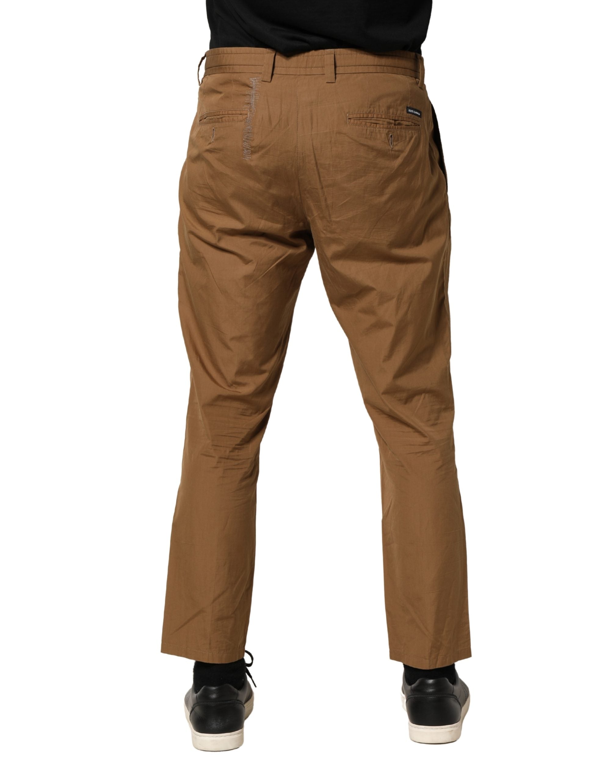 Dolce & Gabbana Brown Cotton Straight Chino Men Trouser Men's Pants (Pre-Owned)