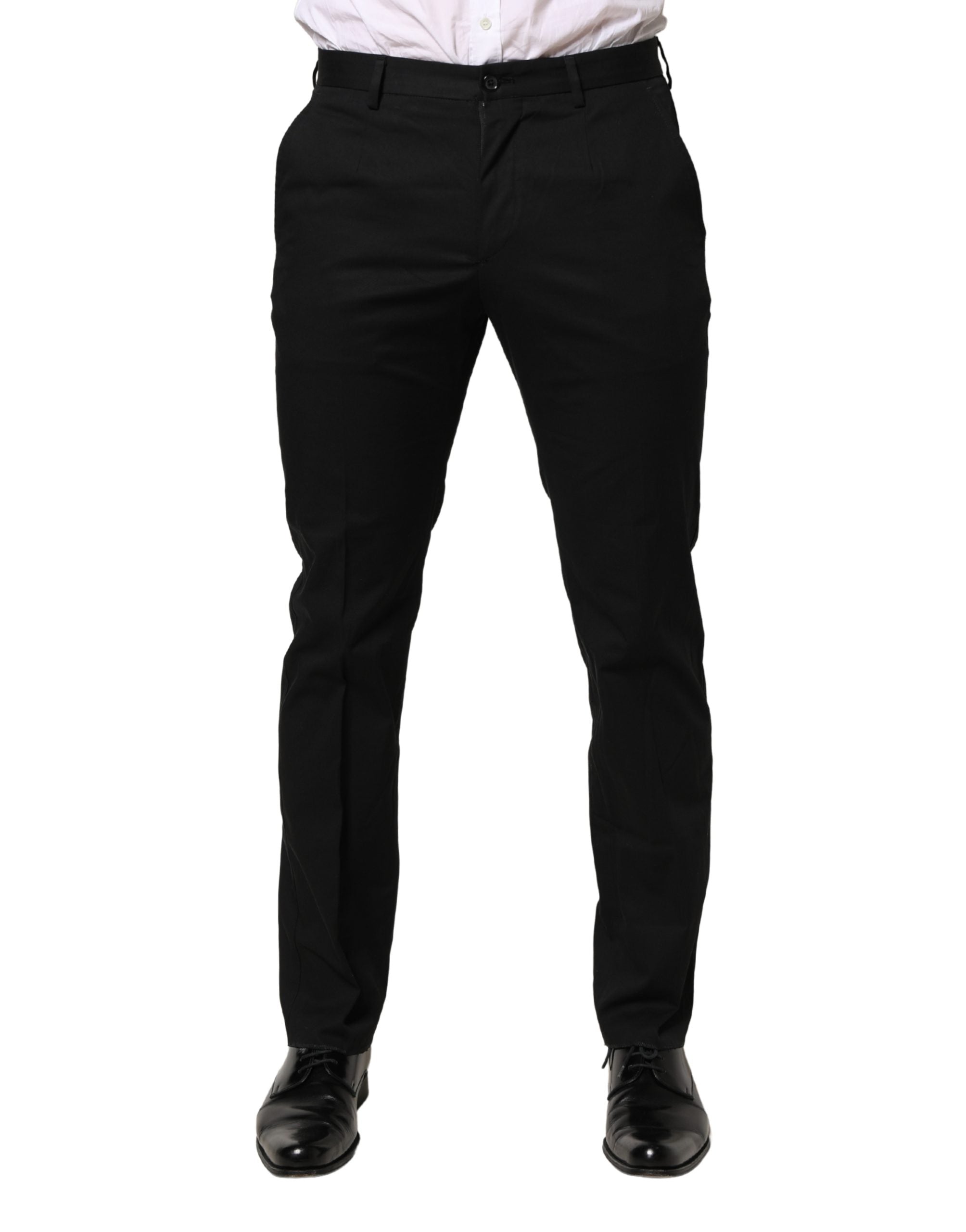 Dolce & Gabbana Black Cotton Skinny Dress Formal Trouser Men's Pants (Pre-Owned)