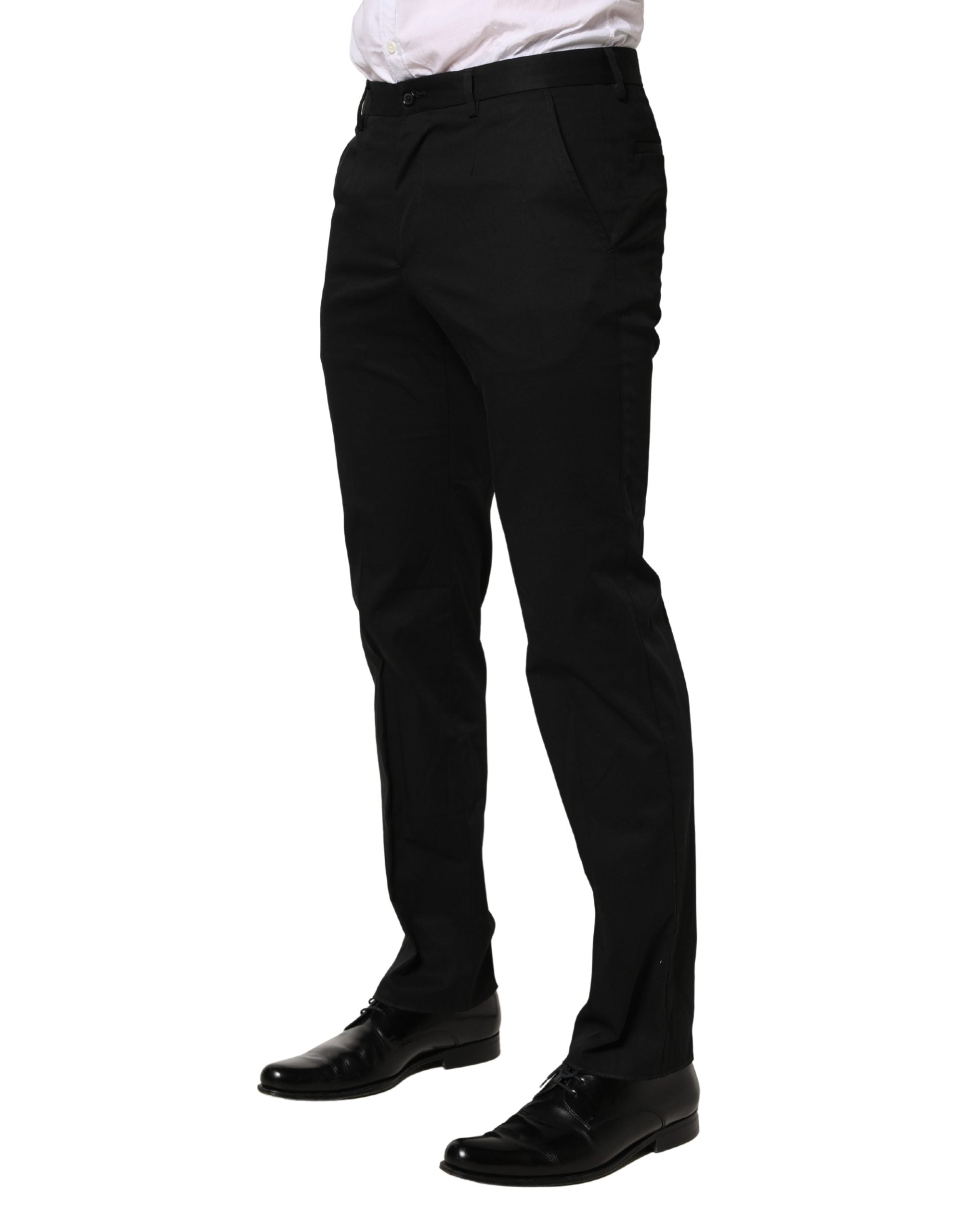 Dolce & Gabbana Black Cotton Skinny Dress Formal Trouser Men's Pants (Pre-Owned)
