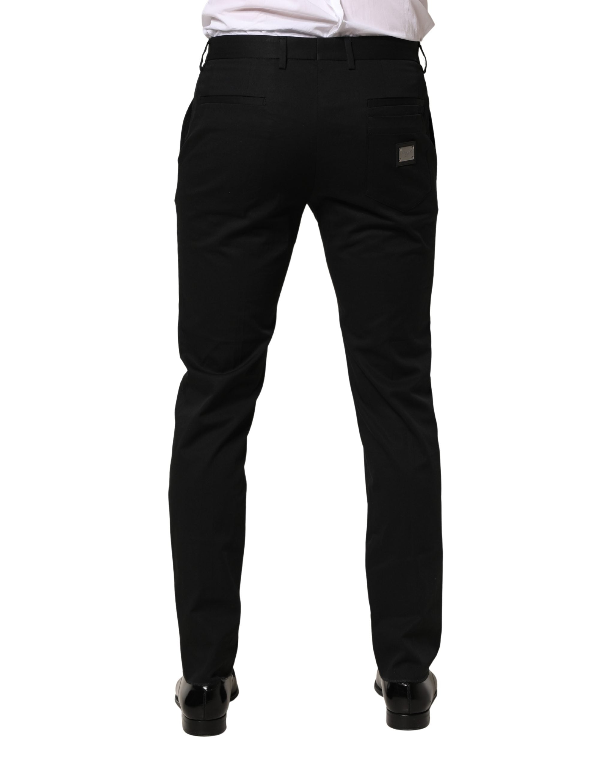 Dolce & Gabbana Black Cotton Skinny Dress Formal Trouser Men's Pants (Pre-Owned)
