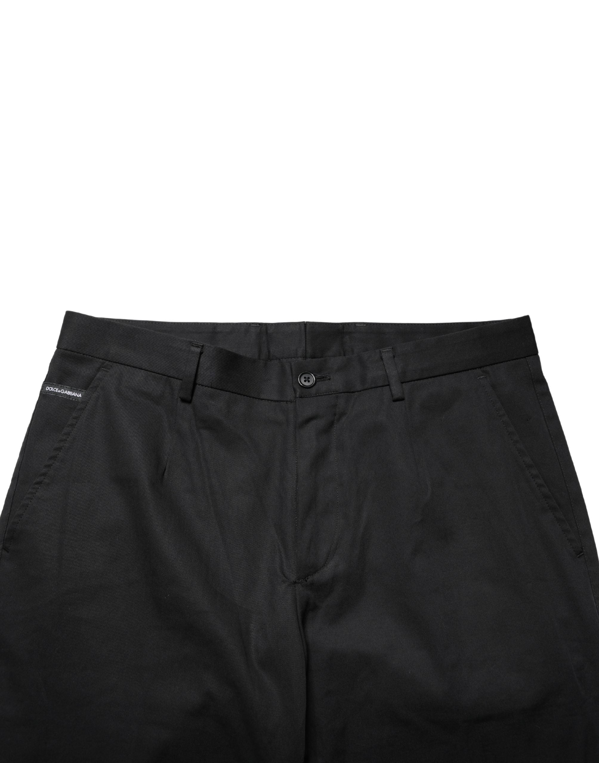 Dolce & Gabbana Black Cotton Skinny Dress Formal Trouser Men's Pants (Pre-Owned)