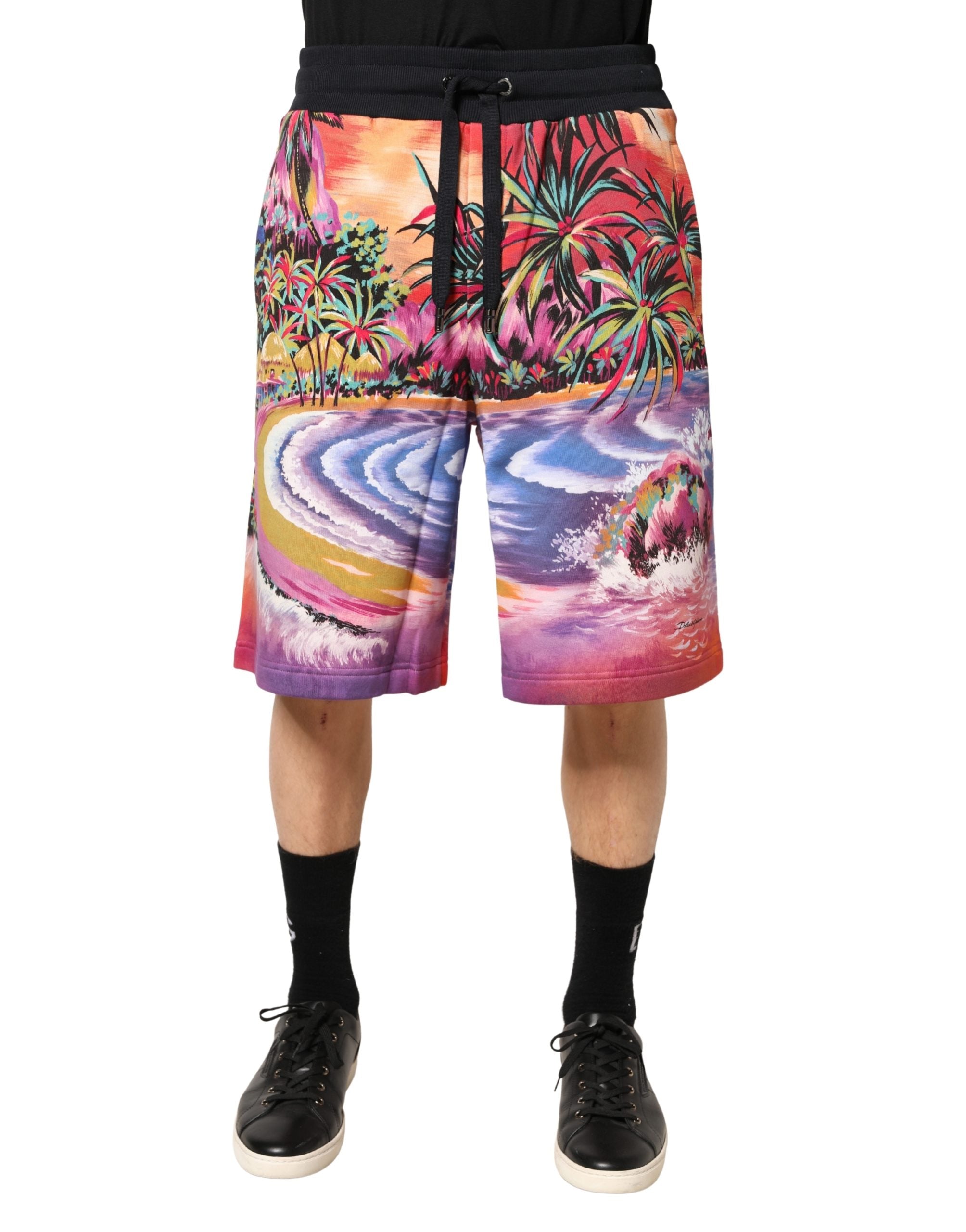 Dolce & Gabbana Multicolor Graphic Print Cotton Bermuda Men's Shorts