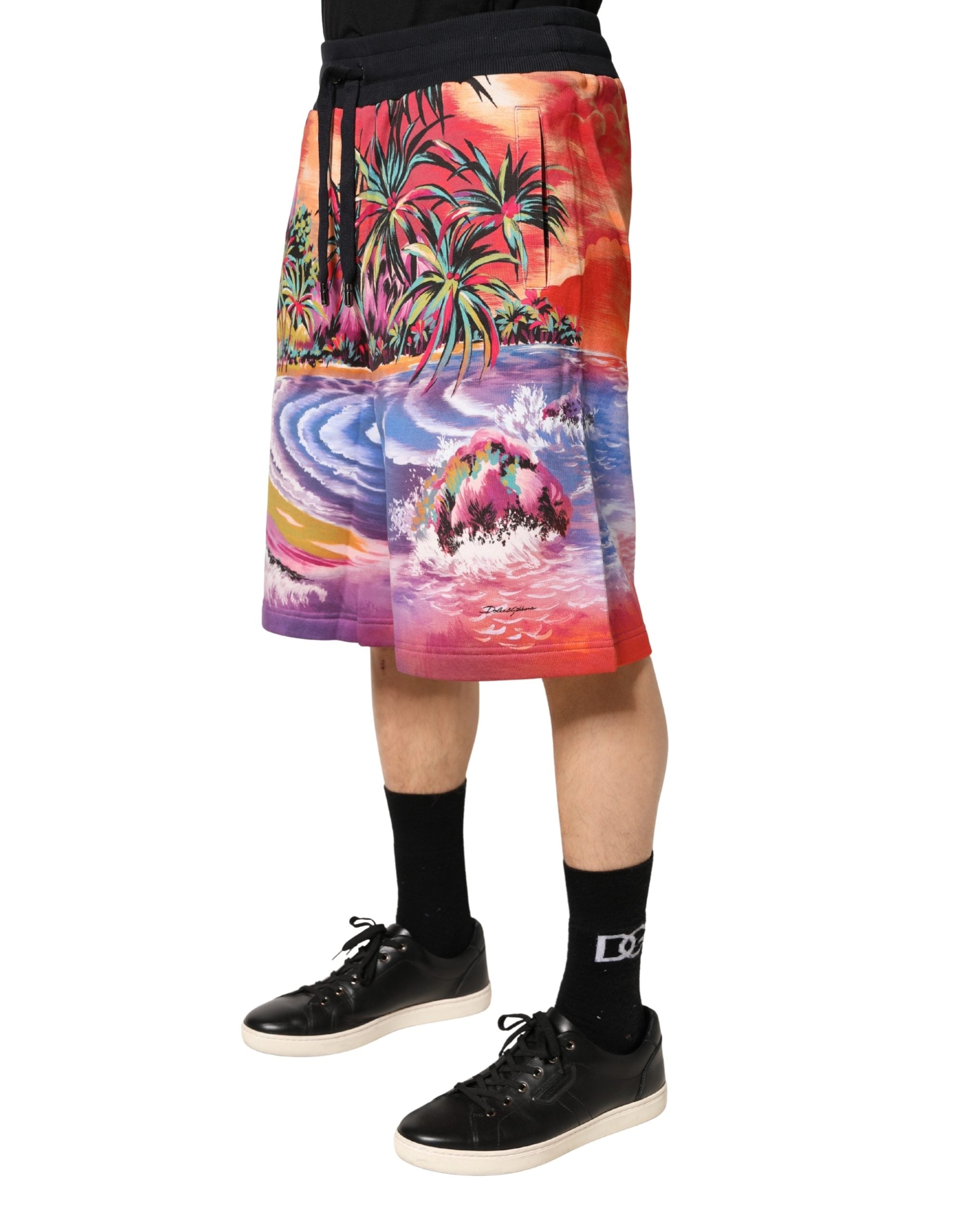 Dolce & Gabbana Multicolor Graphic Print Cotton Bermuda Men's Shorts