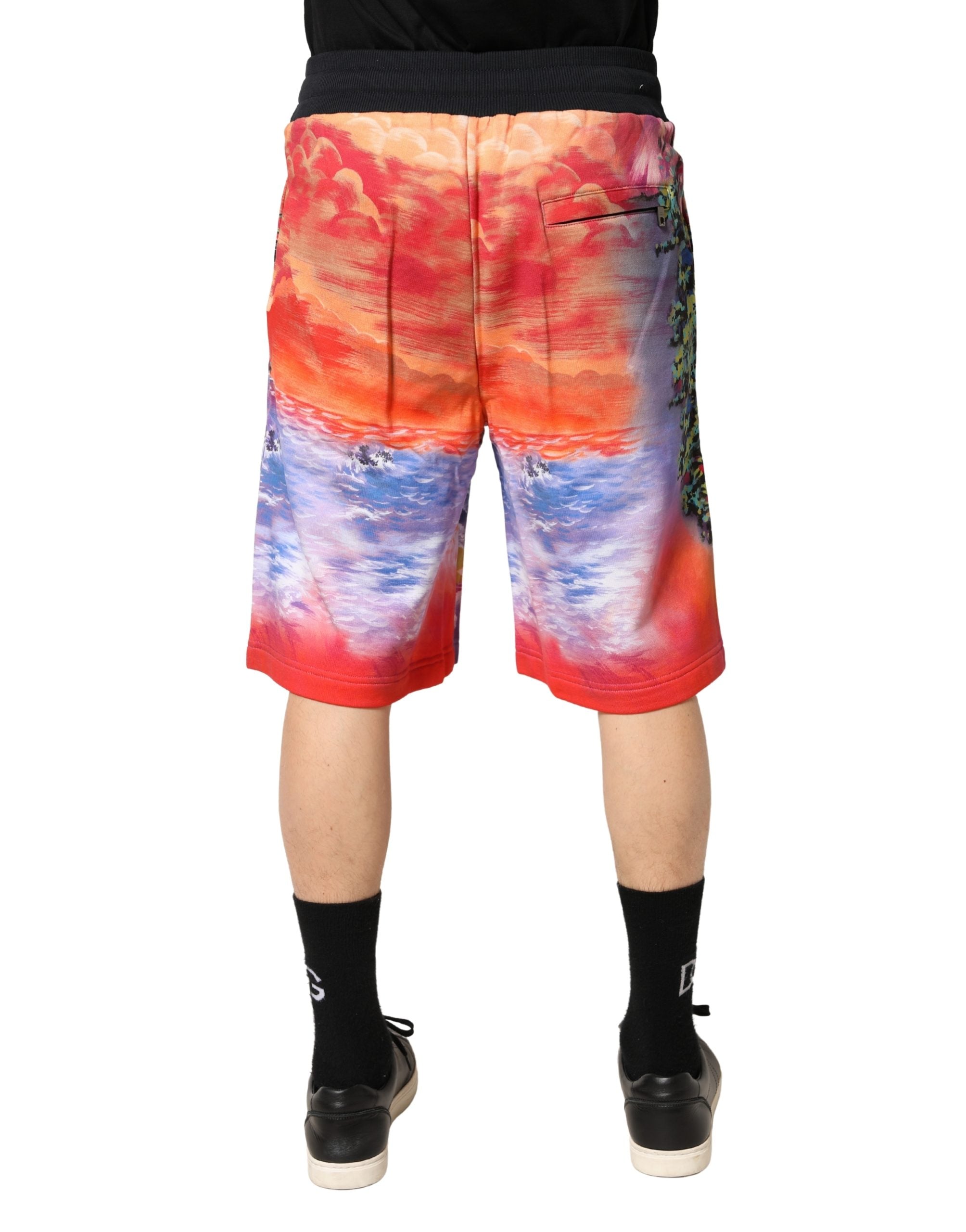 Dolce & Gabbana Multicolor Graphic Print Cotton Bermuda Men's Shorts