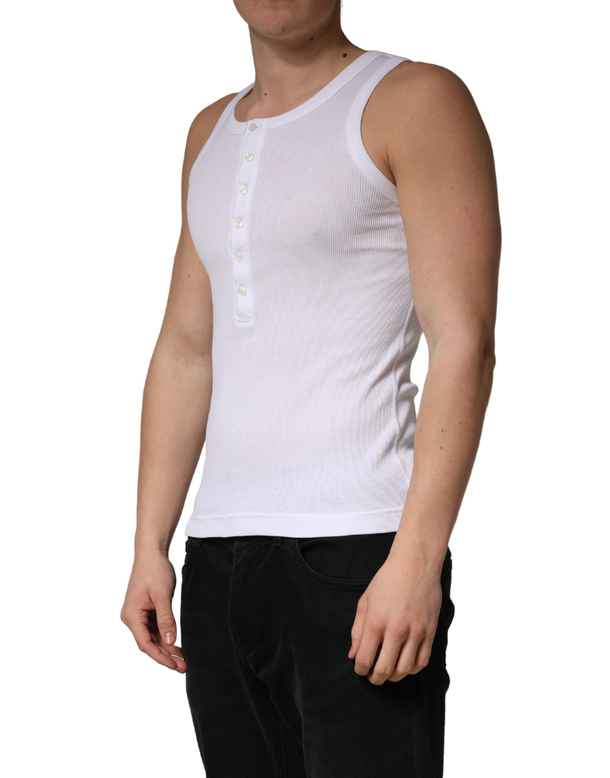 Dolce & Gabbana White Sleeveless Round Neck Tank Top Men's T-shirt (Pre-Owned)