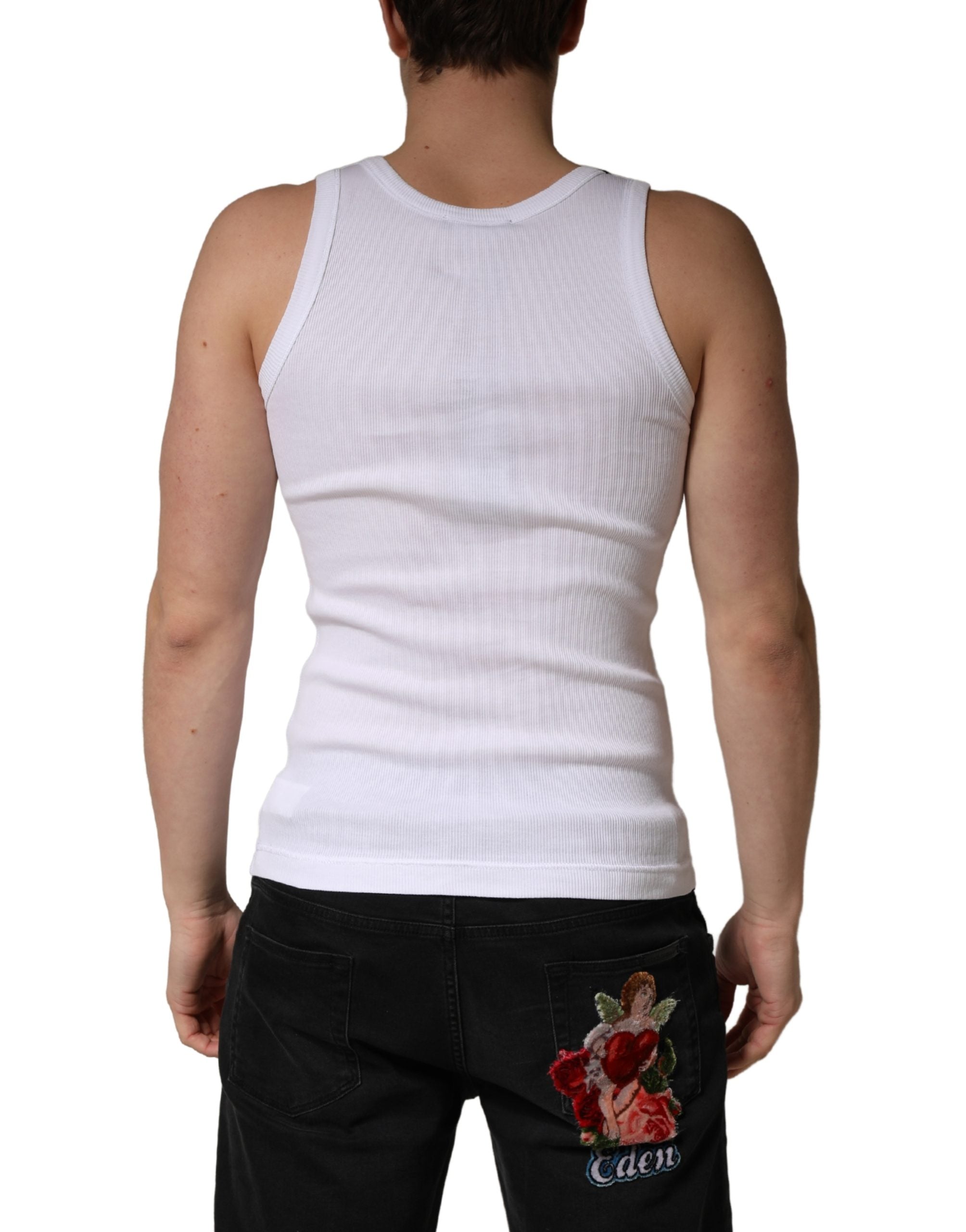 Dolce & Gabbana White Sleeveless Round Neck Tank Top Men's T-shirt (Pre-Owned)