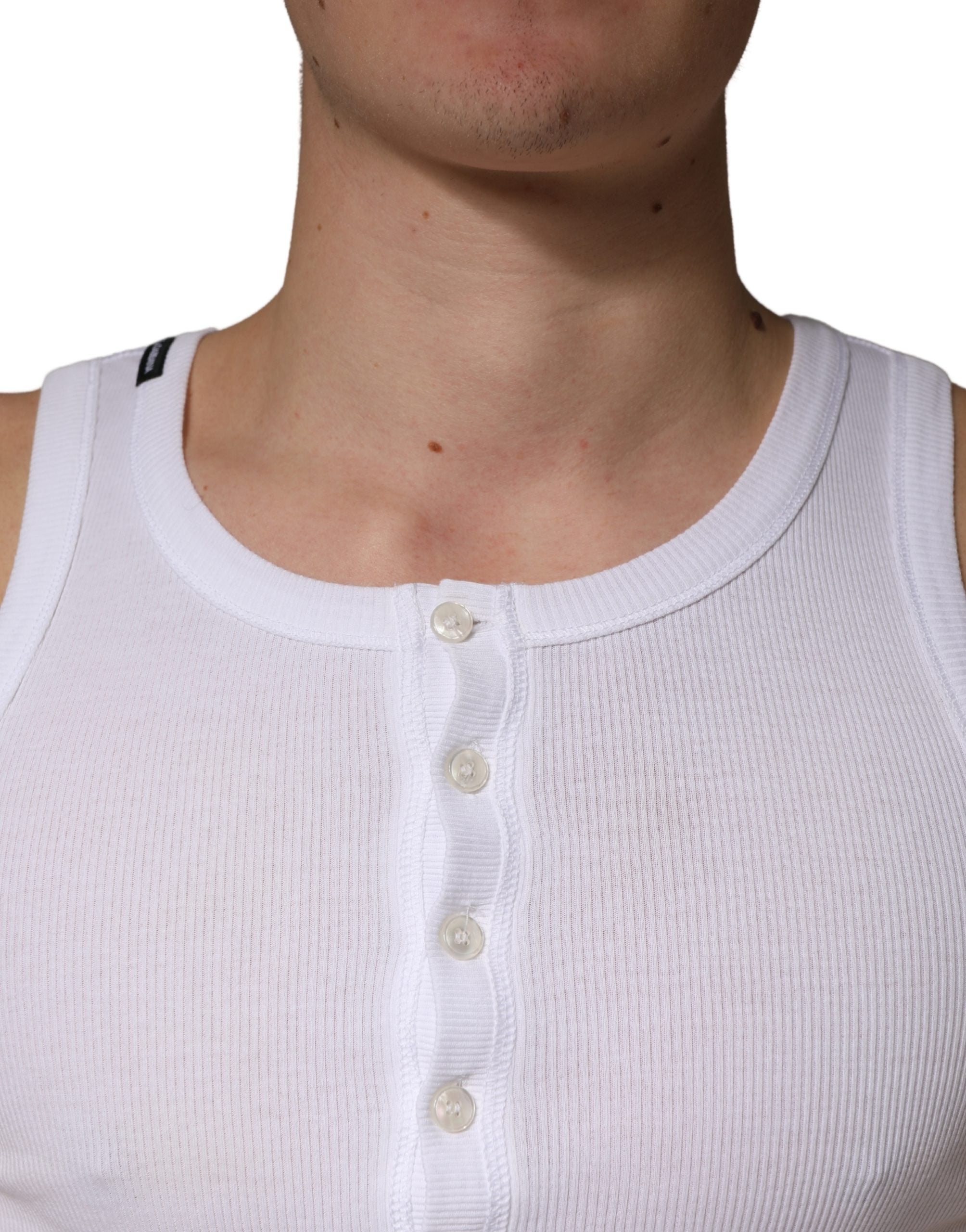Dolce & Gabbana White Sleeveless Round Neck Tank Top Men's T-shirt (Pre-Owned)