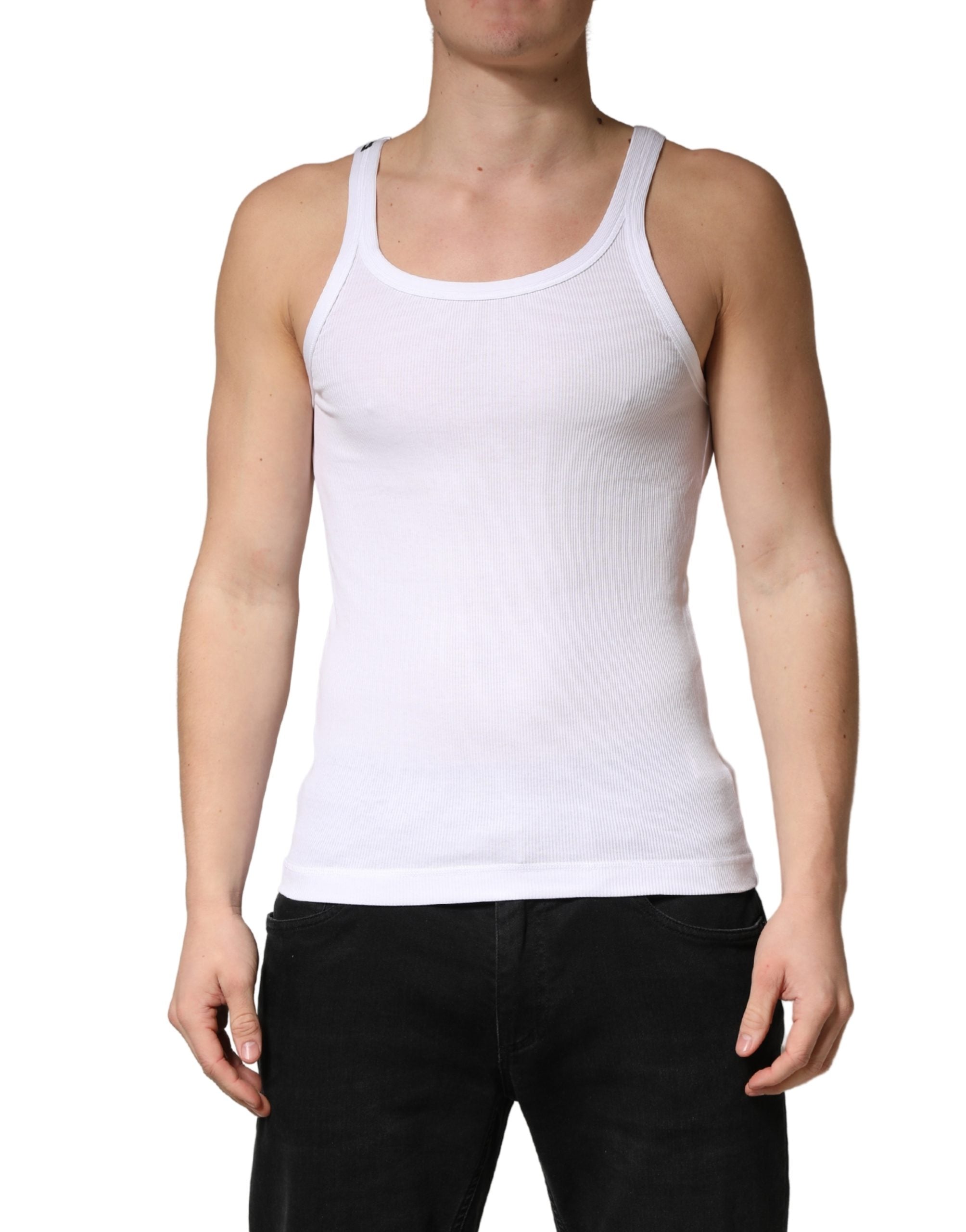 Dolce & Gabbana White Sleeveless Round Neck Tank Top Men's T-shirt (Pre-Owned)
