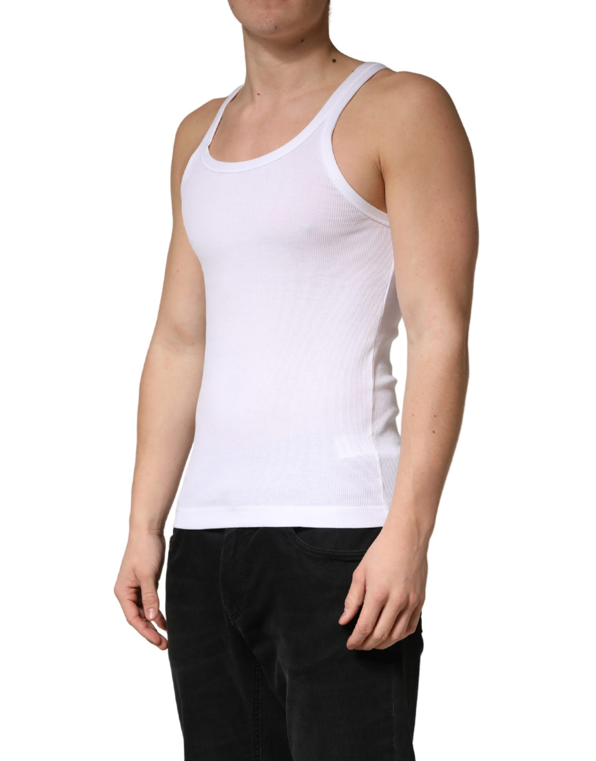 Dolce & Gabbana White Sleeveless Round Neck Tank Top Men's T-shirt (Pre-Owned)