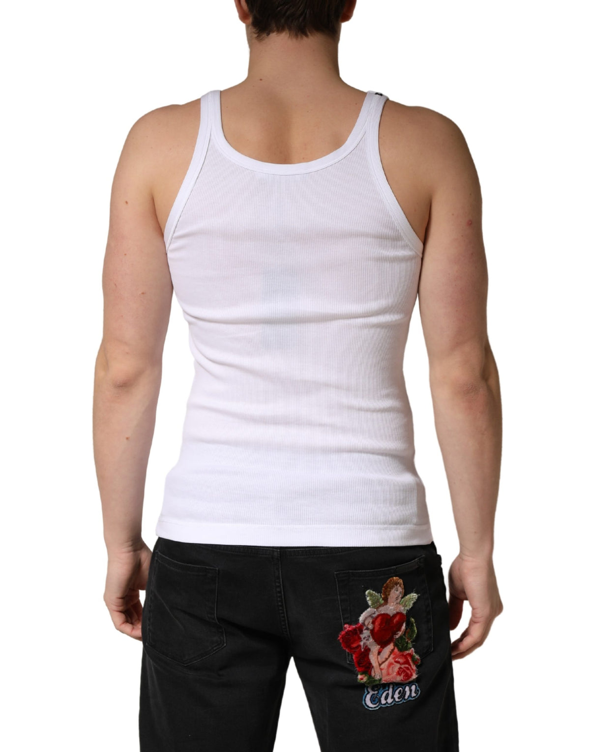 Dolce & Gabbana White Sleeveless Round Neck Tank Top Men's T-shirt (Pre-Owned)