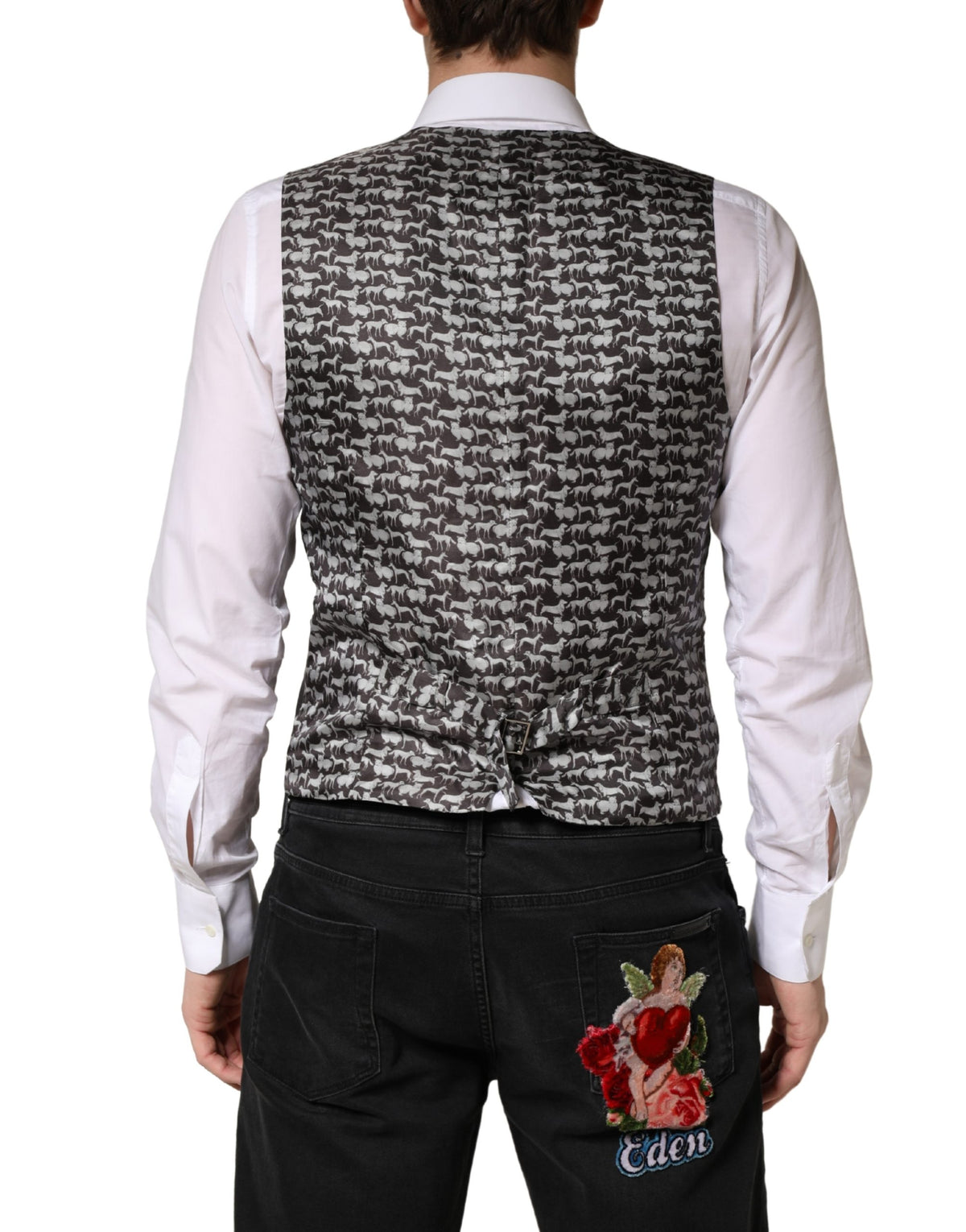 Dolce & Gabbana Black Wool Dress Men Formal Waistcoat Men's Vest