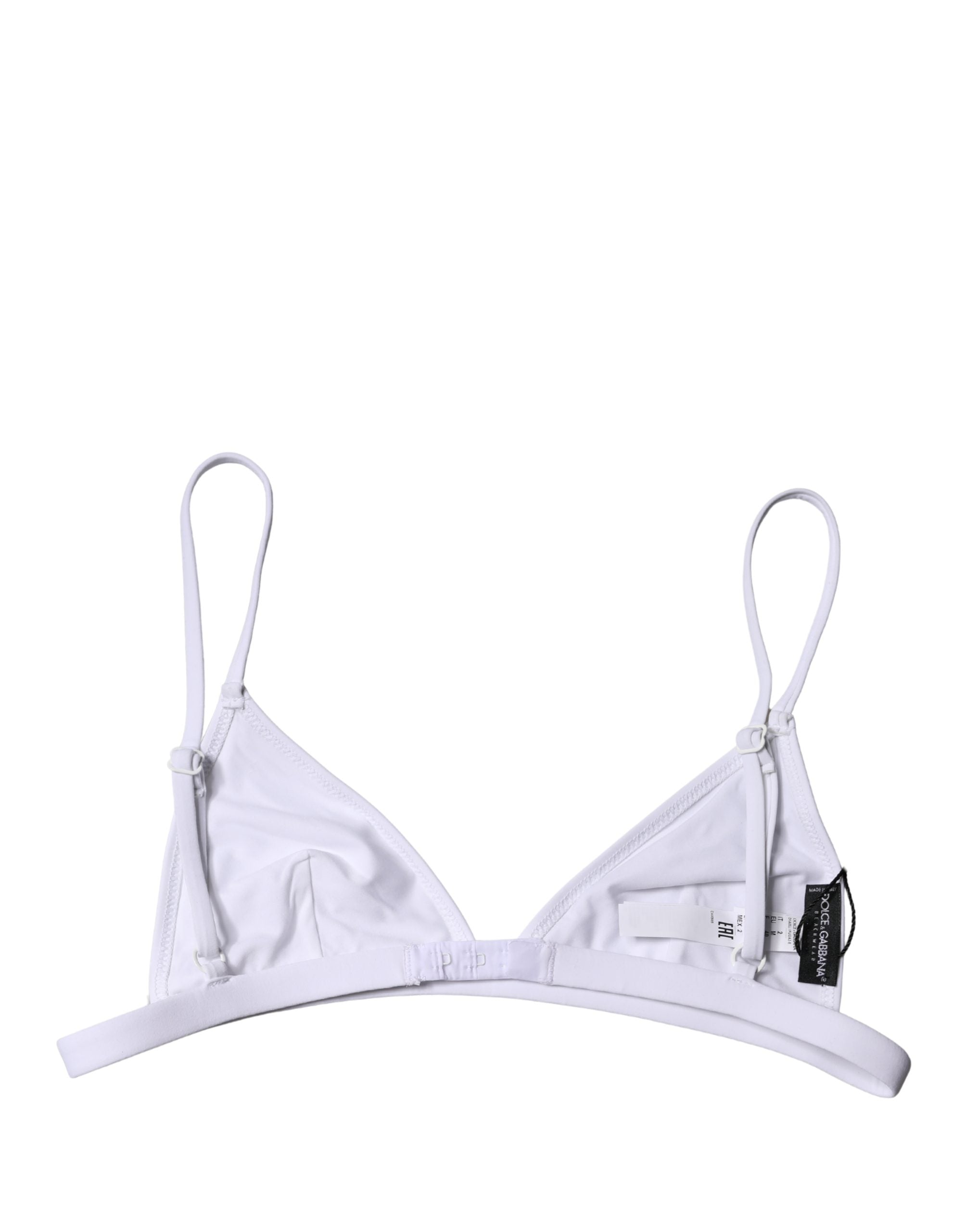 Dolce & Gabbana Top White Nylon Triangle Swimwear Beachwear Women's Bikini