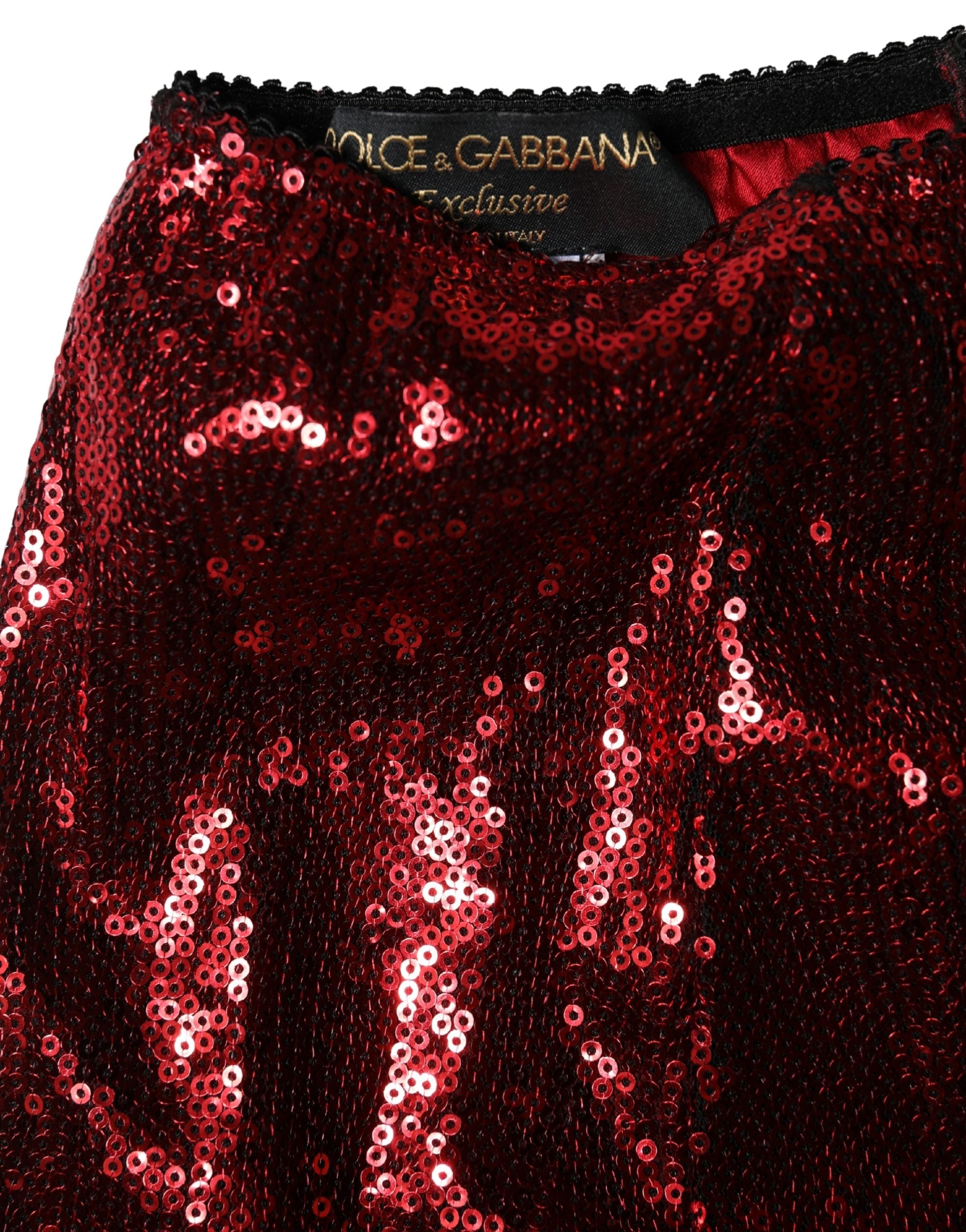 Dolce & Gabbana Red Sequin Embellished High Waist Girdle Women's Underwear