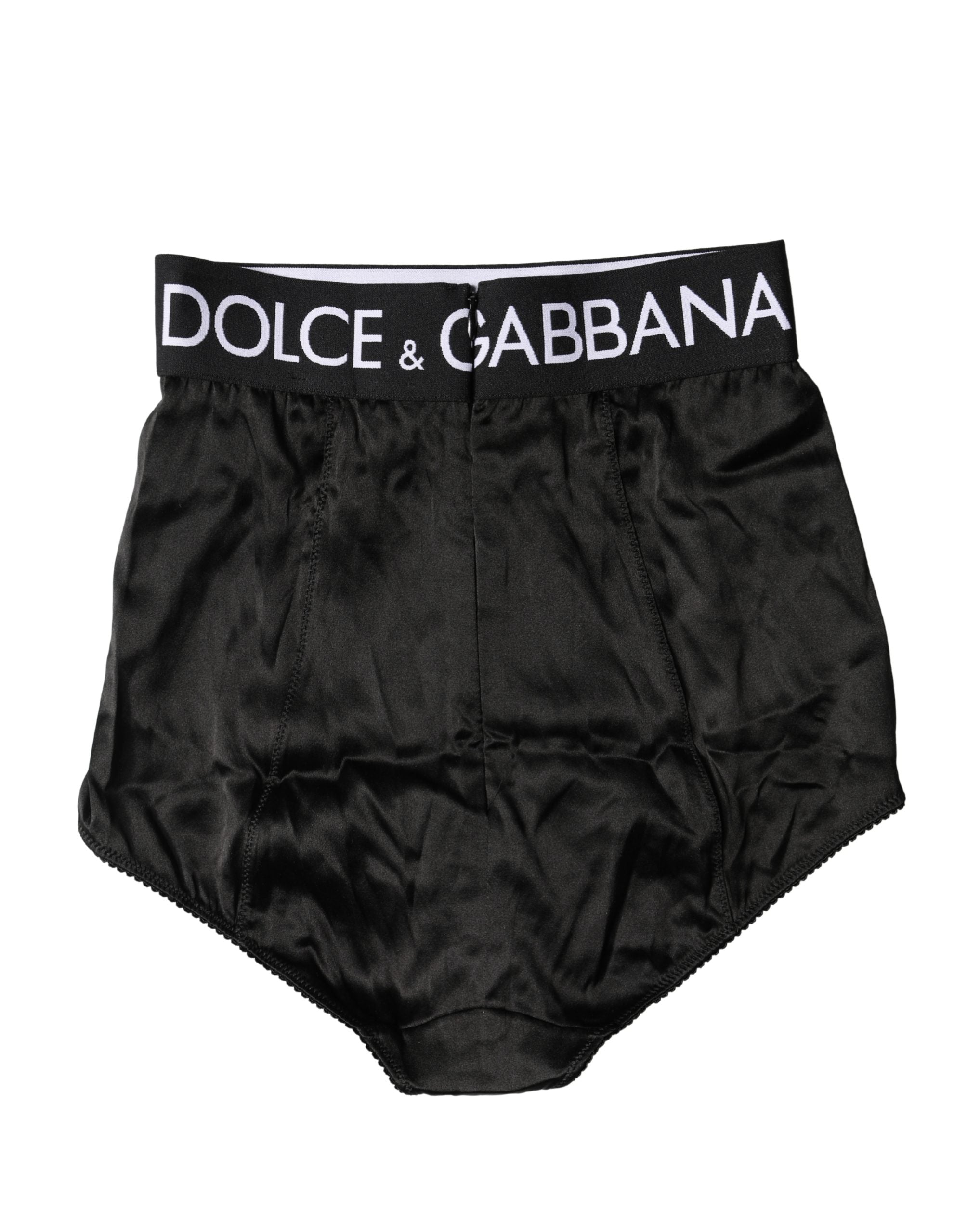 Dolce & Gabbana Black Logo Girdle High Waist Panty Women's Underwear