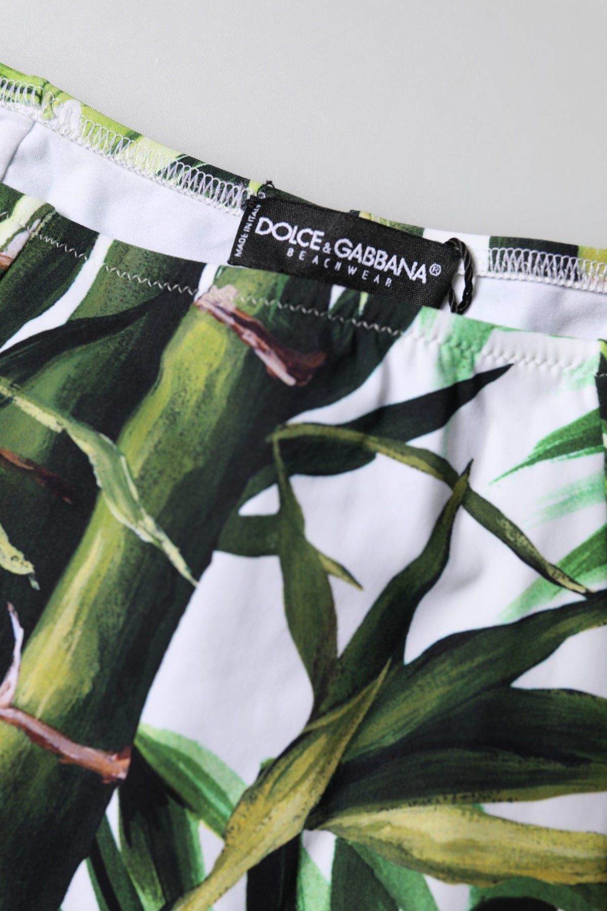 Dolce & Gabbana Green Leaf Print High-Waisted Girdle Women's Beachwear