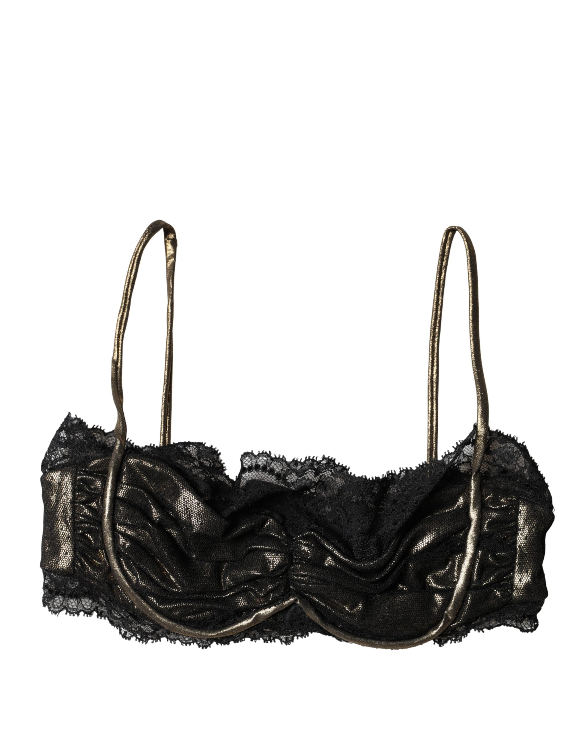 Dolce & Gabbana Black Silk Underwired Balconnet Bra Women's Underwear