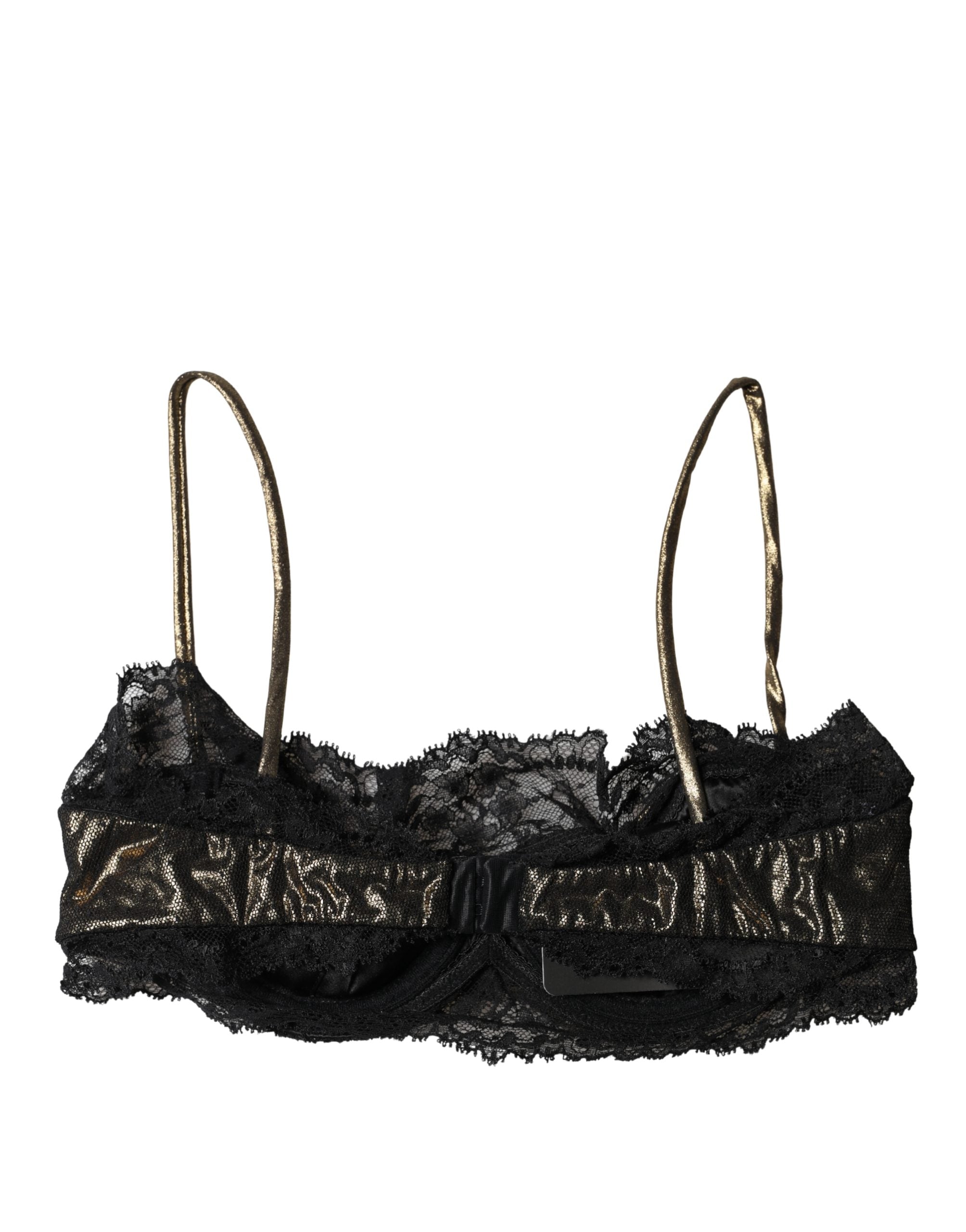 Dolce & Gabbana Black Silk Underwired Balconnet Bra Women's Underwear