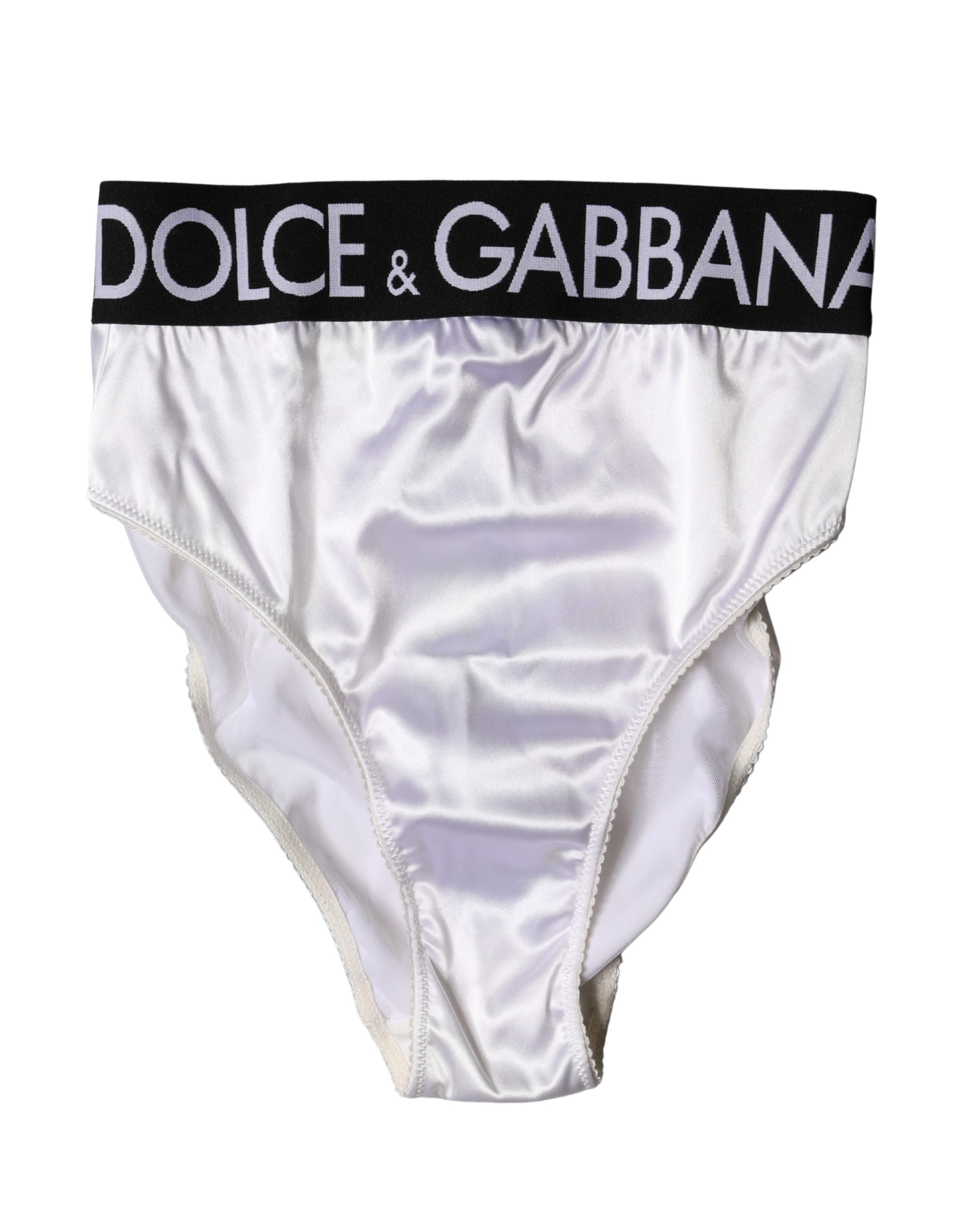 Dolce & Gabbana White Logo Brief High Waist Panty Women's Underwear