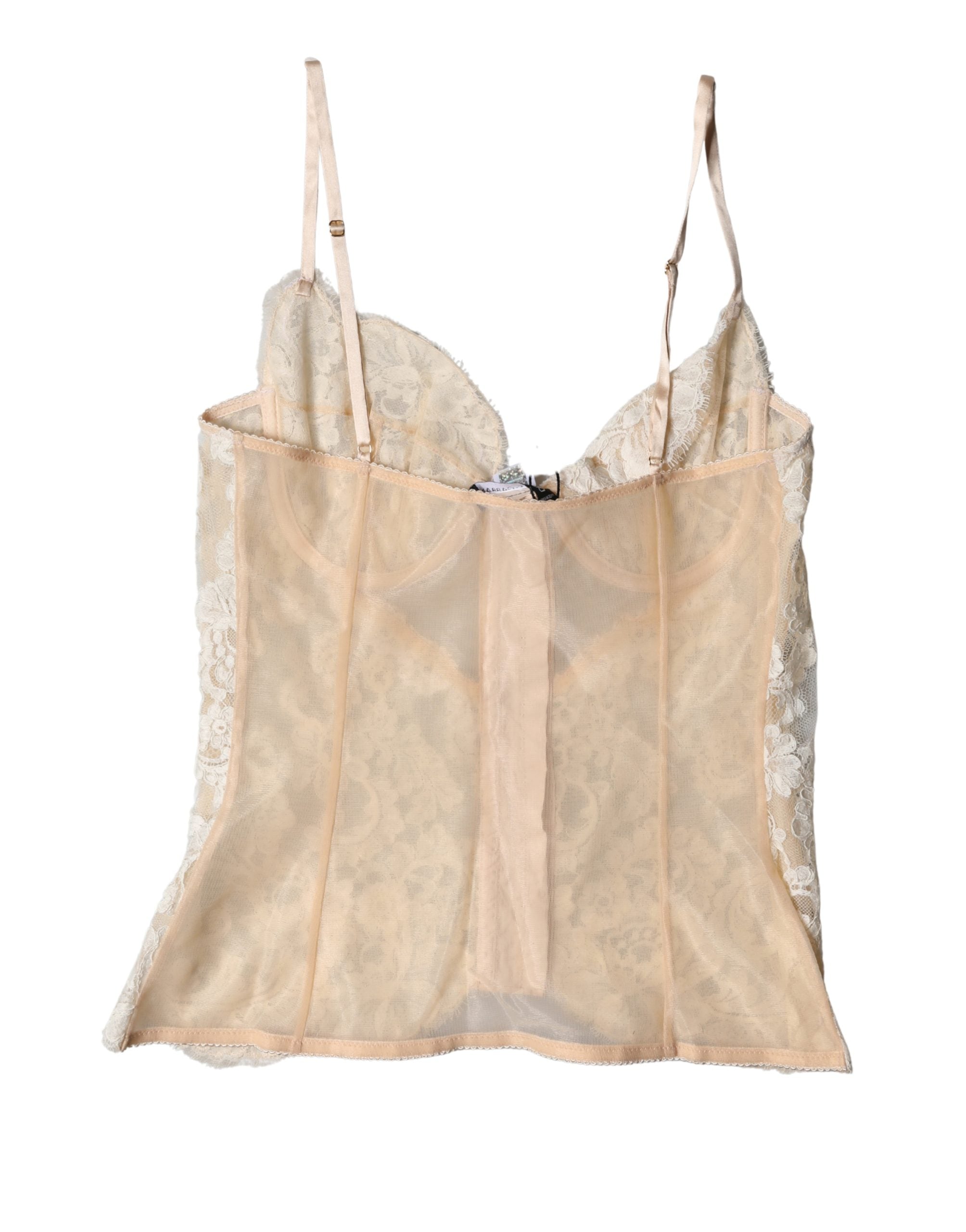 Dolce & Gabbana Beige Floral Lace Corset Lingerie Women's Underwear
