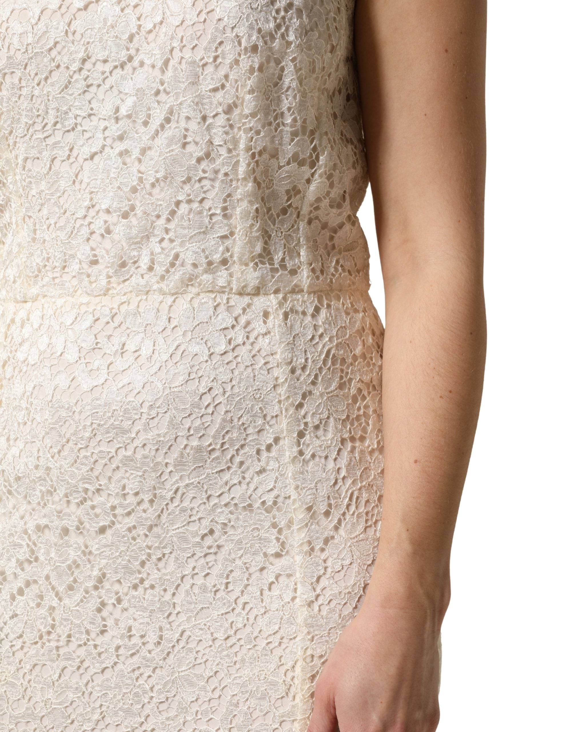 Dolce & Gabbana White Lace Viscose Sheath Long Gown Women's Dress