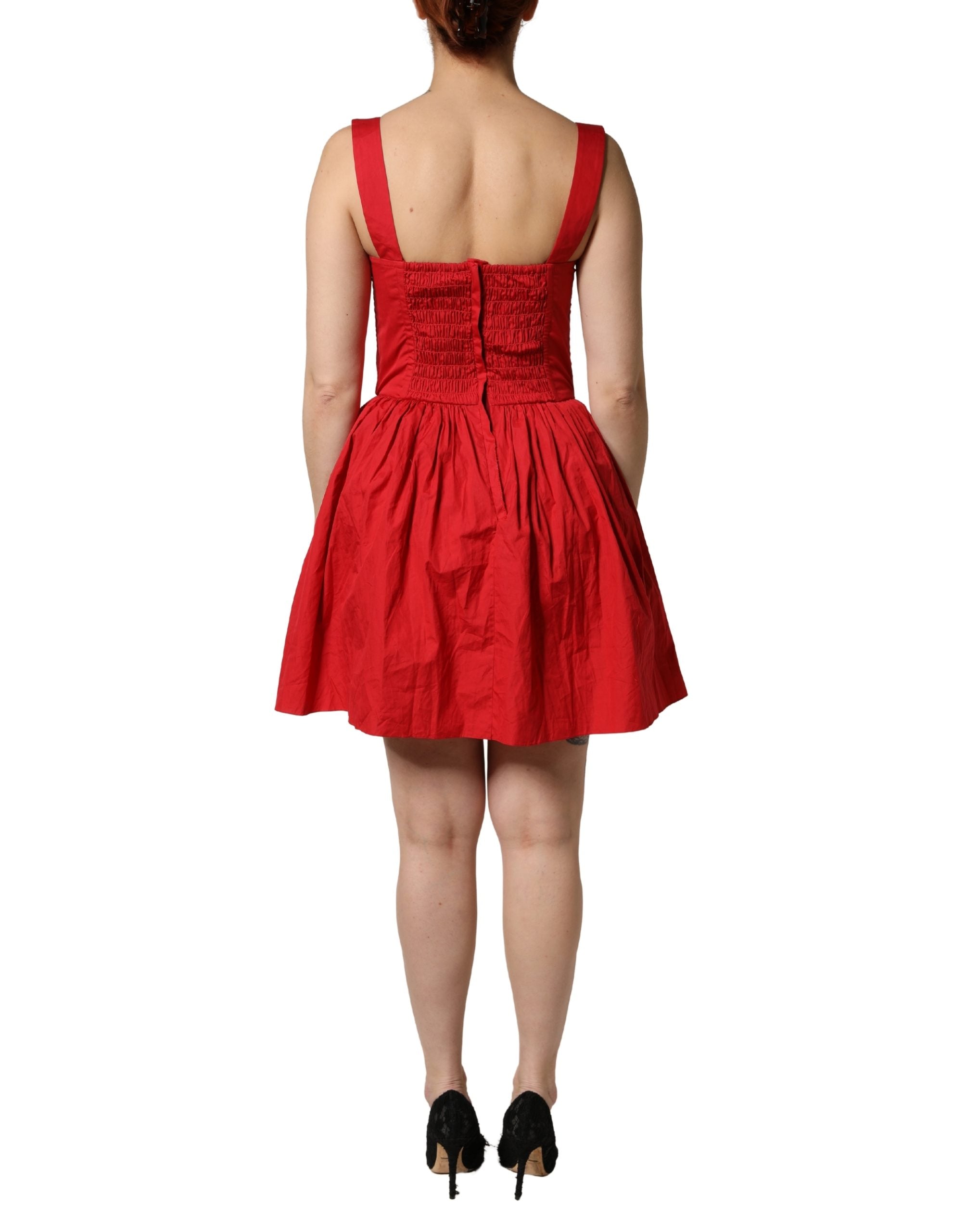 Dolce & Gabbana Red Cotton A-Line Sleeveless Mini Women's Dress (Pre-Owned)