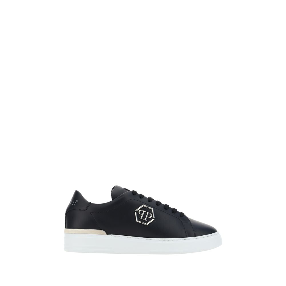 Philipp Plein Black Calf Leather Bos Taurus Low Top Men's Sneakers