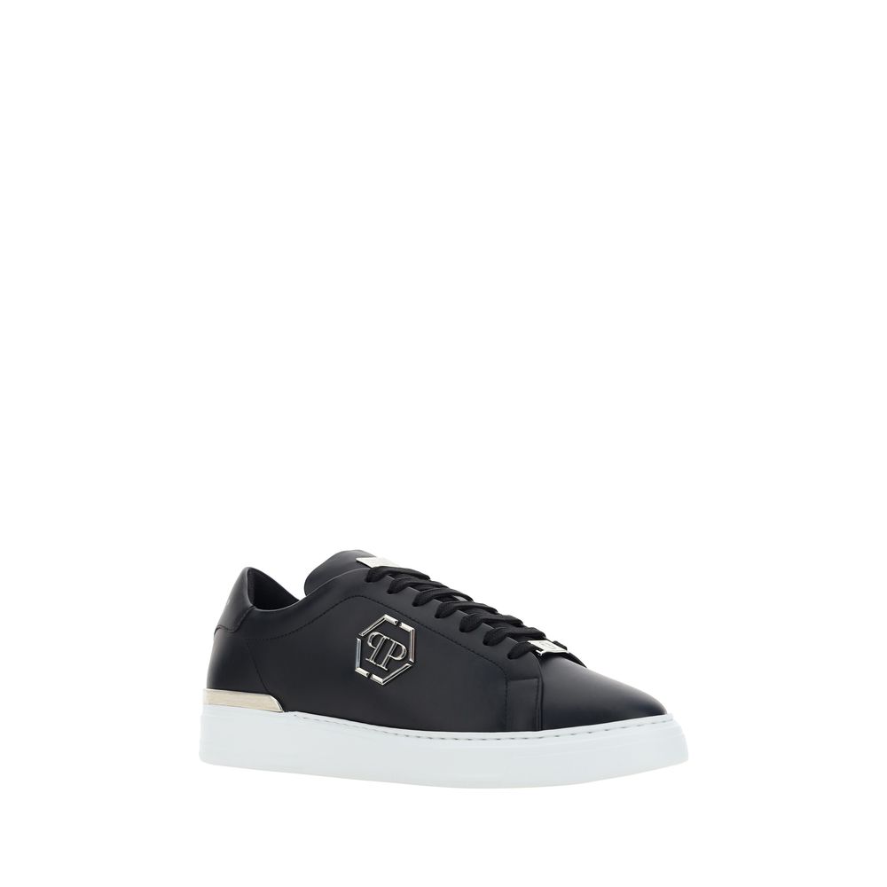 Philipp Plein Black Calf Leather Bos Taurus Low Top Men's Sneakers