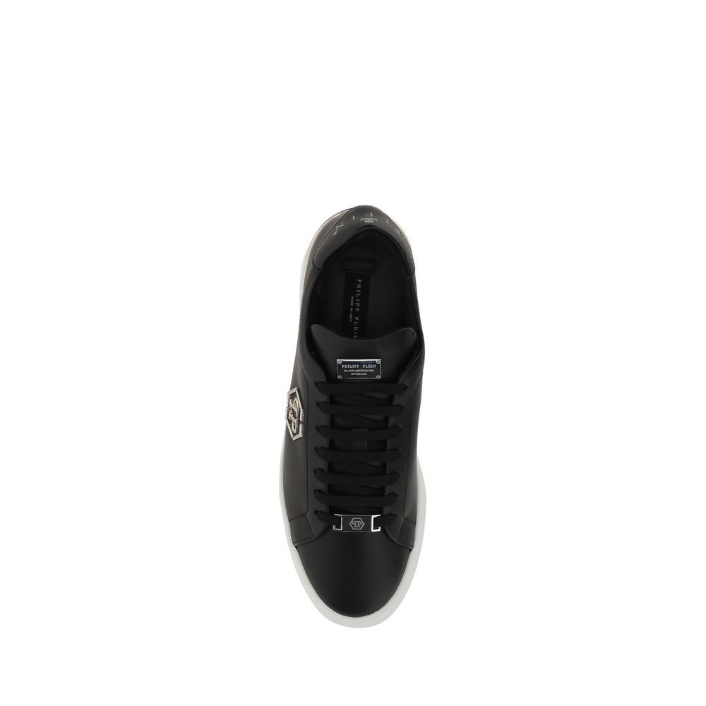 Philipp Plein Black Calf Leather Bos Taurus Low Top Men's Sneakers