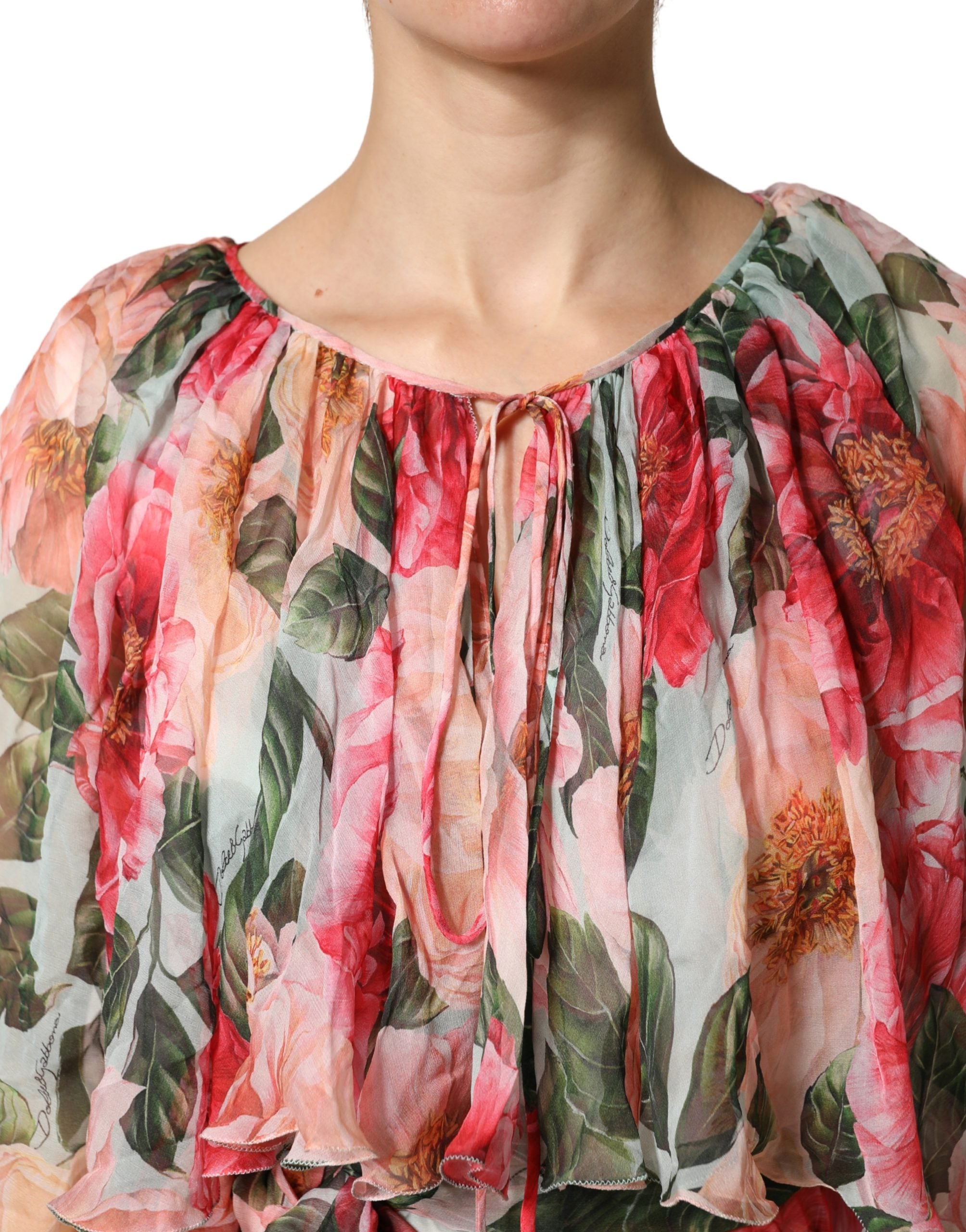 Dolce & Gabbana Multicolor Floral Silk Layered Maxi Women's Dress (Pre-Owned)