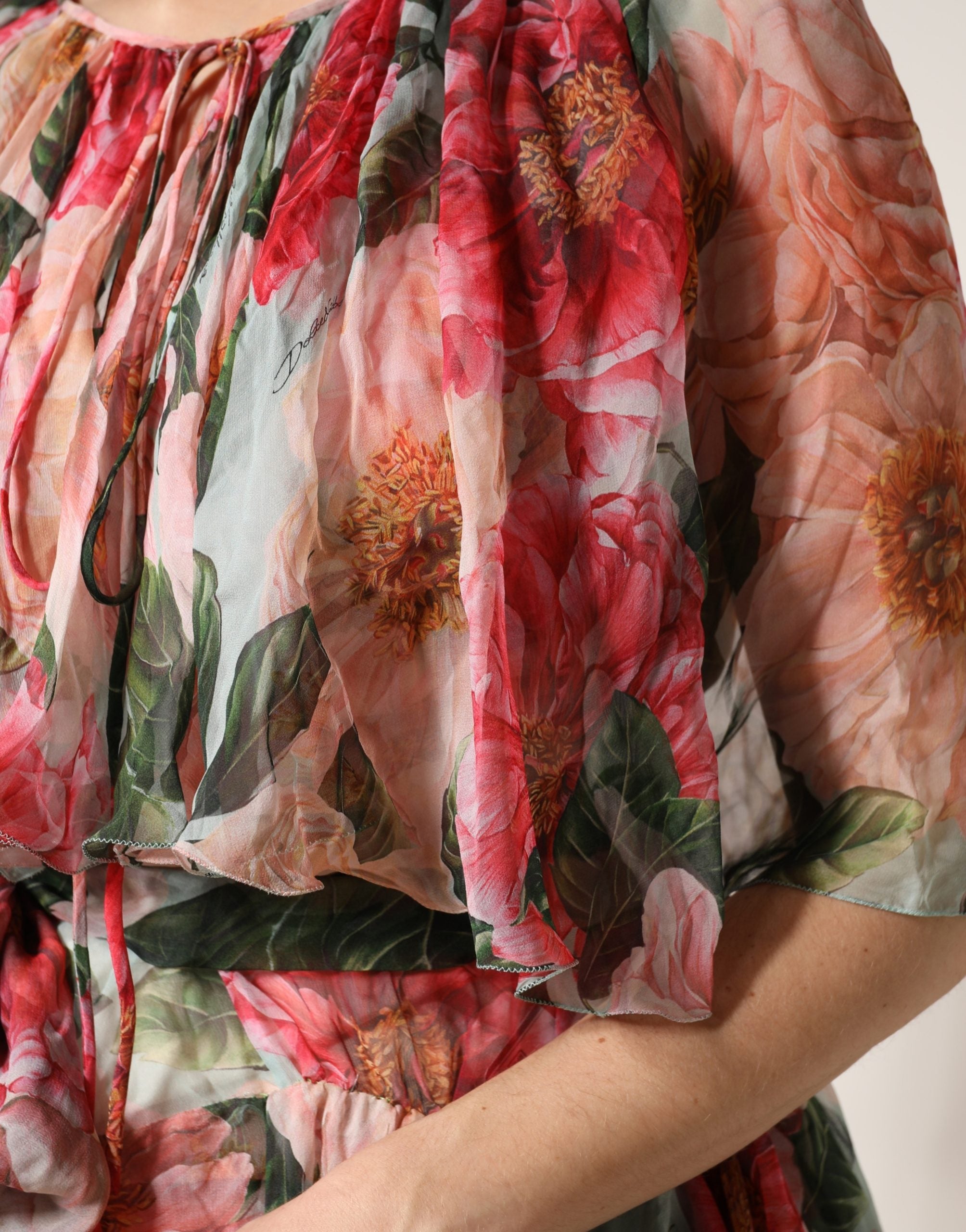 Dolce & Gabbana Multicolor Floral Silk Layered Maxi Women's Dress (Pre-Owned)