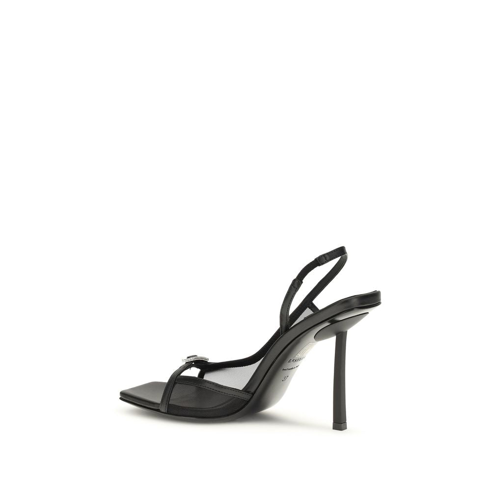 LE SILLA Black Calf Leather Bos Taurus Stiletto Heel Women's Sandals